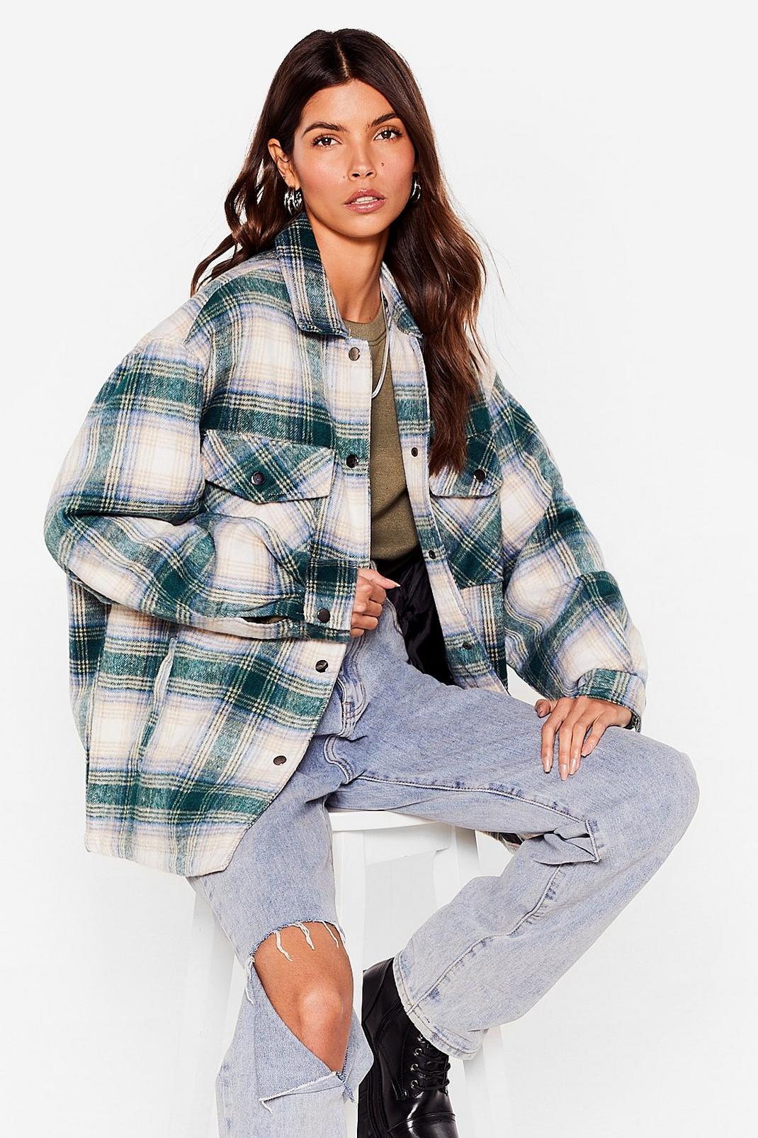 Green Check Relaxed Shacket image number 1