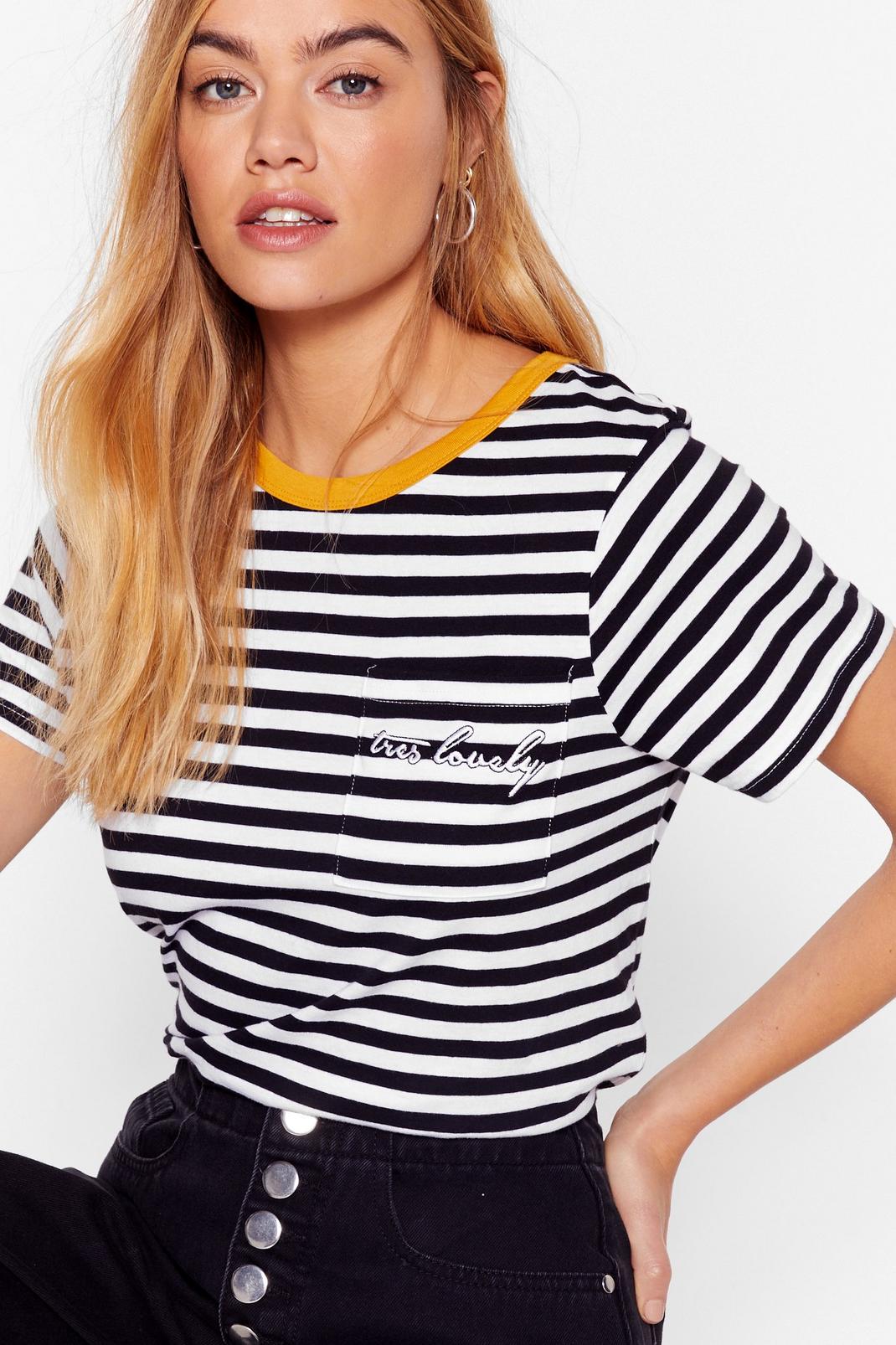 Crew Neckline Ringer T-Shirt with Stripes image number 1