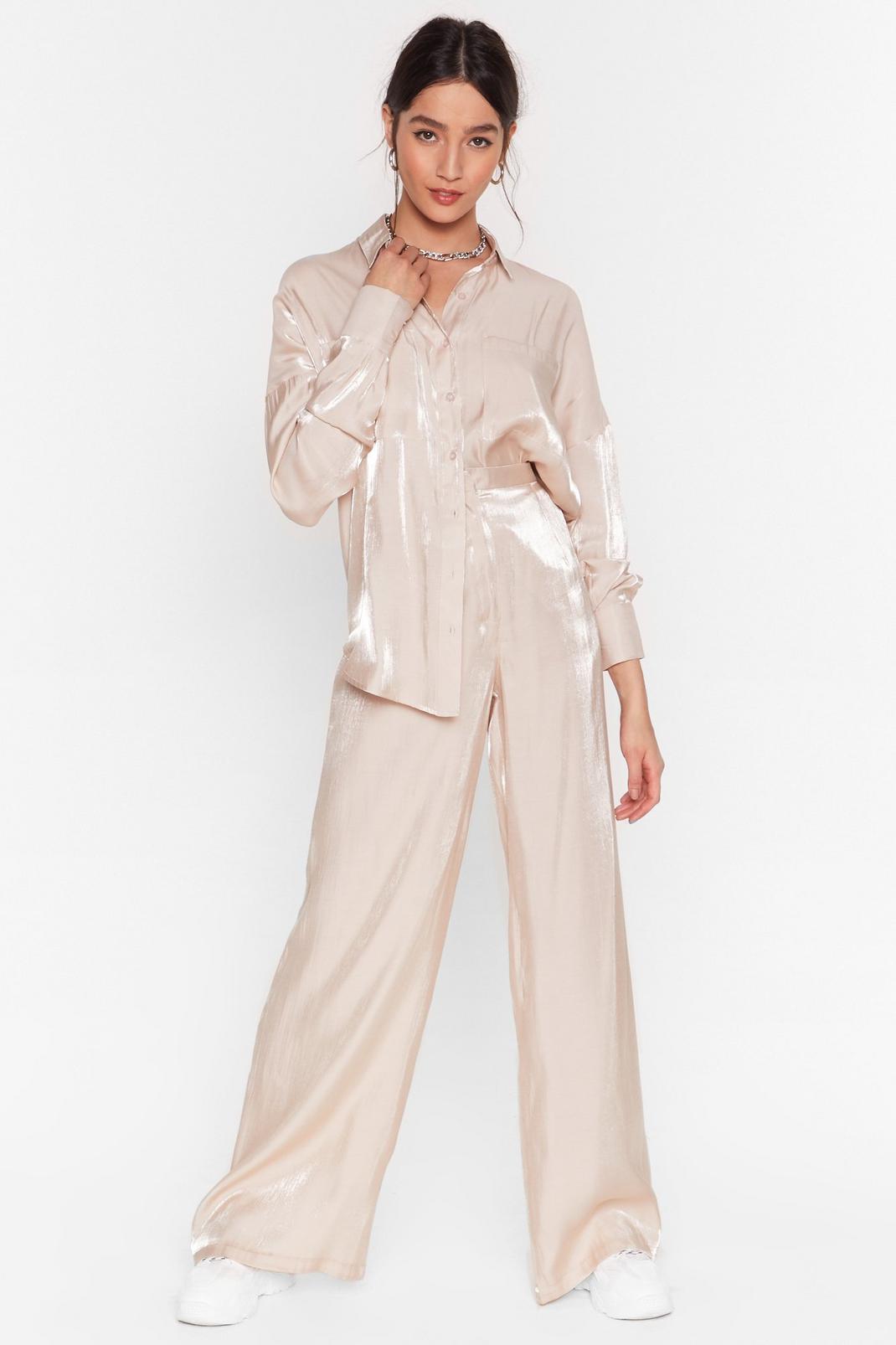 Champagne Wide-Leg Pants image number 1