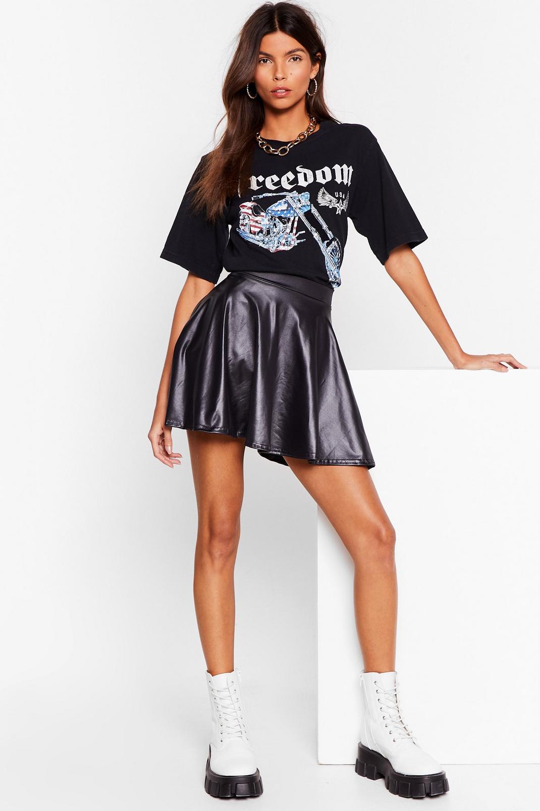 Catch Ya Skater Faux Leather Mini Skirt image number 1