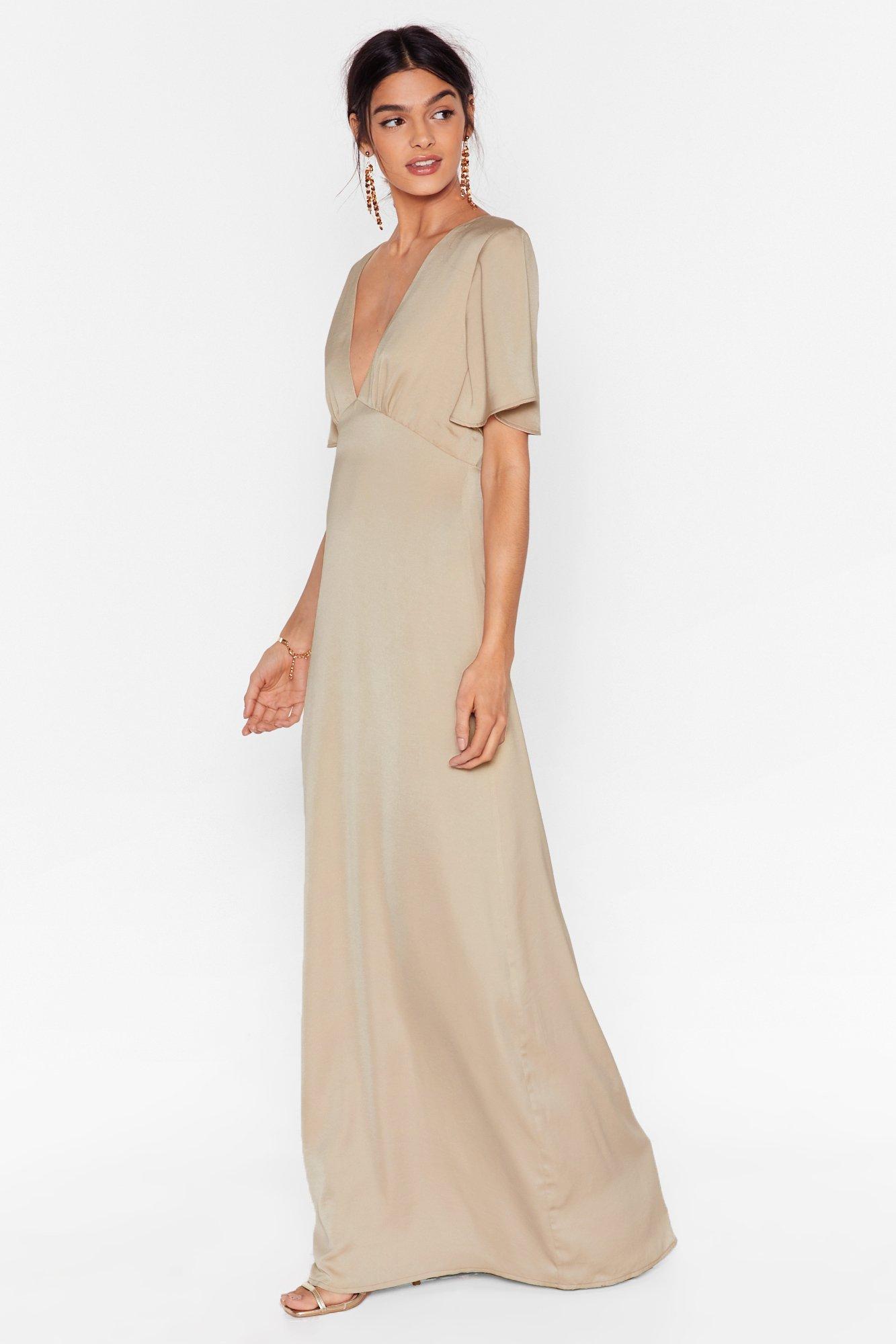 Flowy Satin Short Sleeve Maxi Dress Nasty Gal