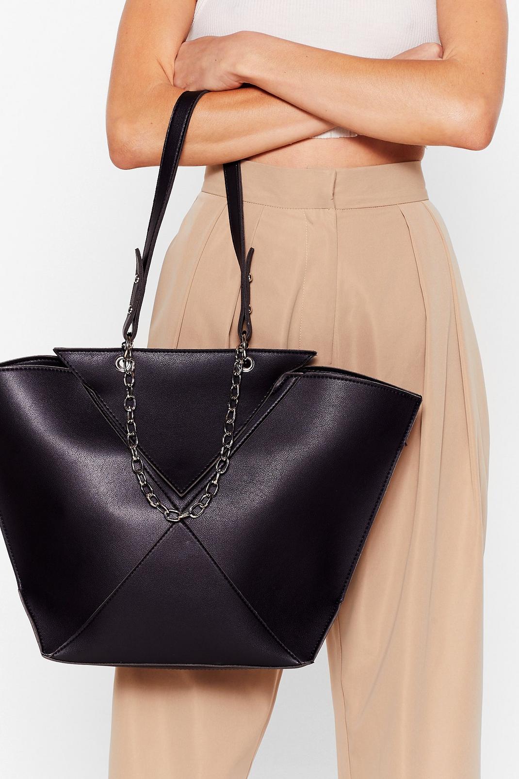 WANT Big News Faux Leather Tote Bag image number 1