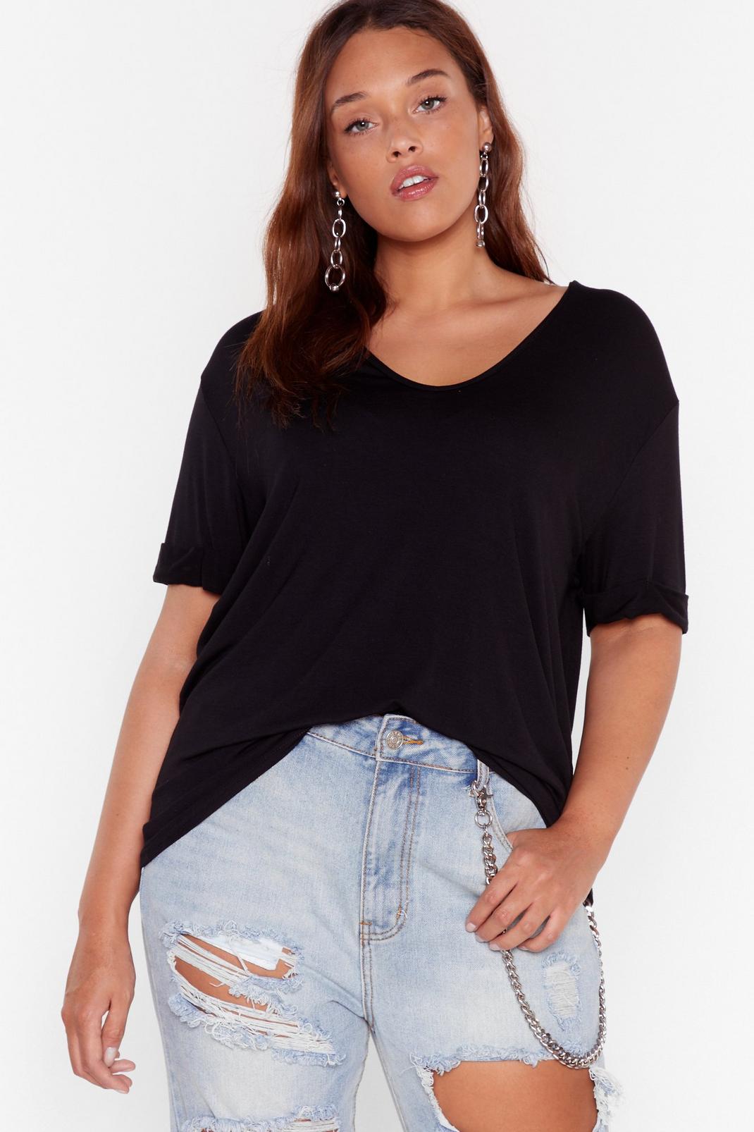 Black Plus Size Riley Scoop Neck T-Shirt image number 1
