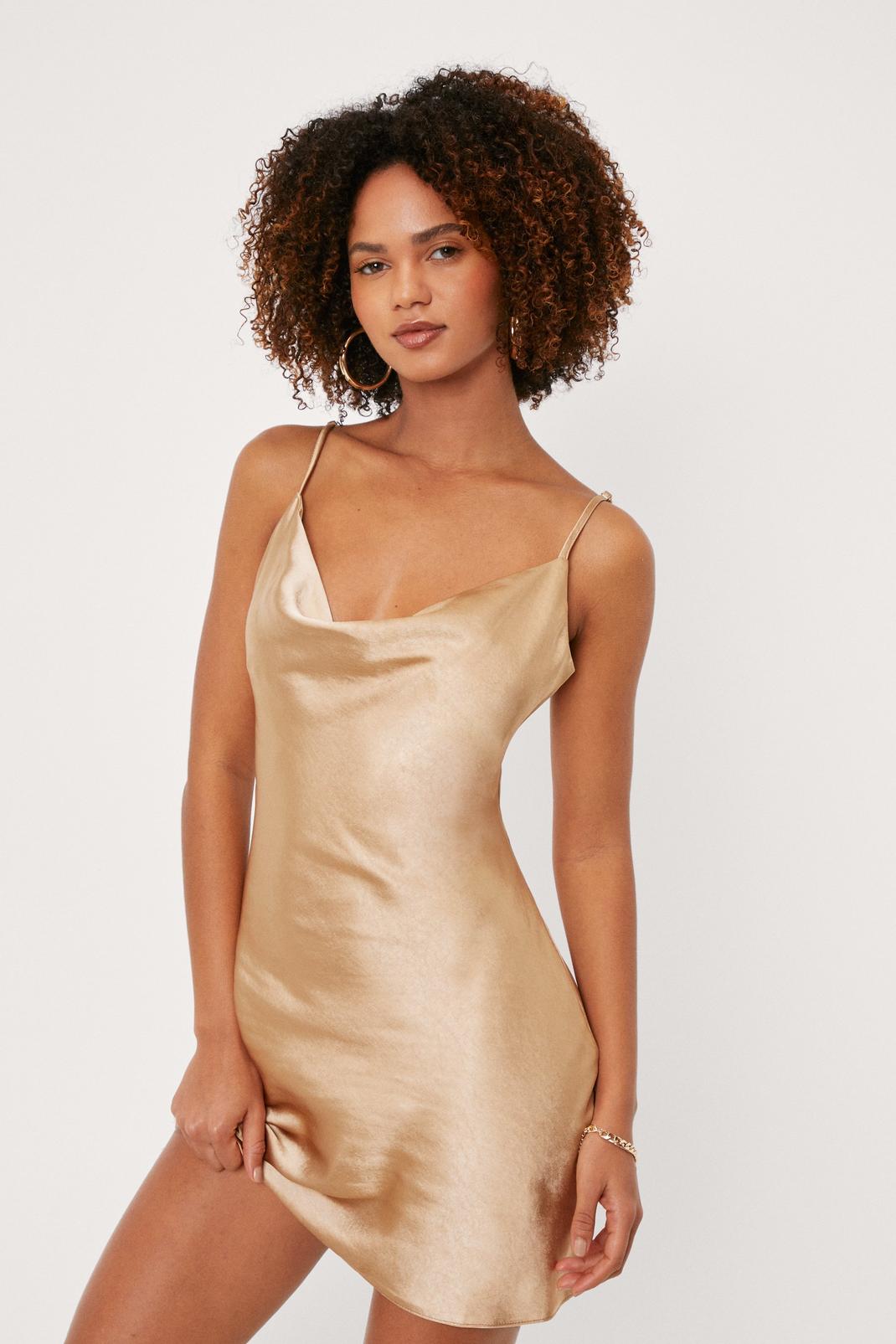 Cowl Neck Satin Mini Slip Dress Nasty Gal 