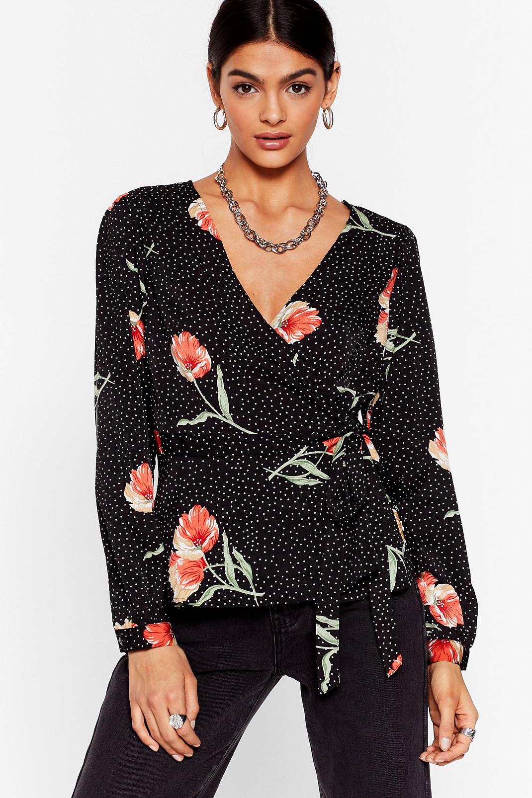 The Flower is Yours Polka Dot Wrap Top image number 1