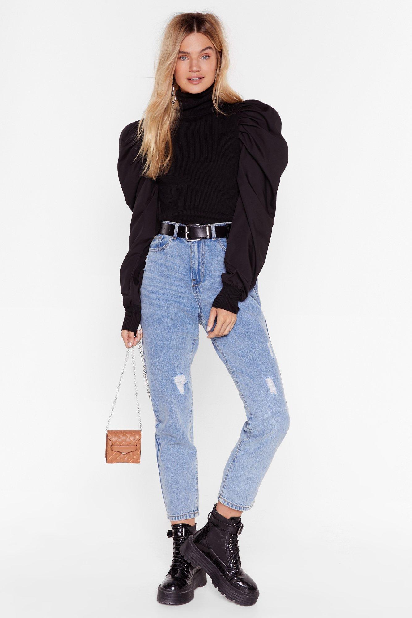 Big Be sleever Puff Sleeve Turtleneck Sweater