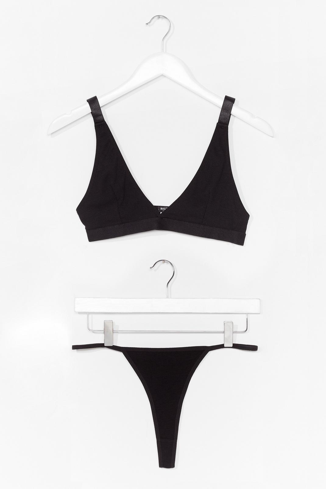 Black Do Your Breast Triangle Bralette and Knickers Set image number 1