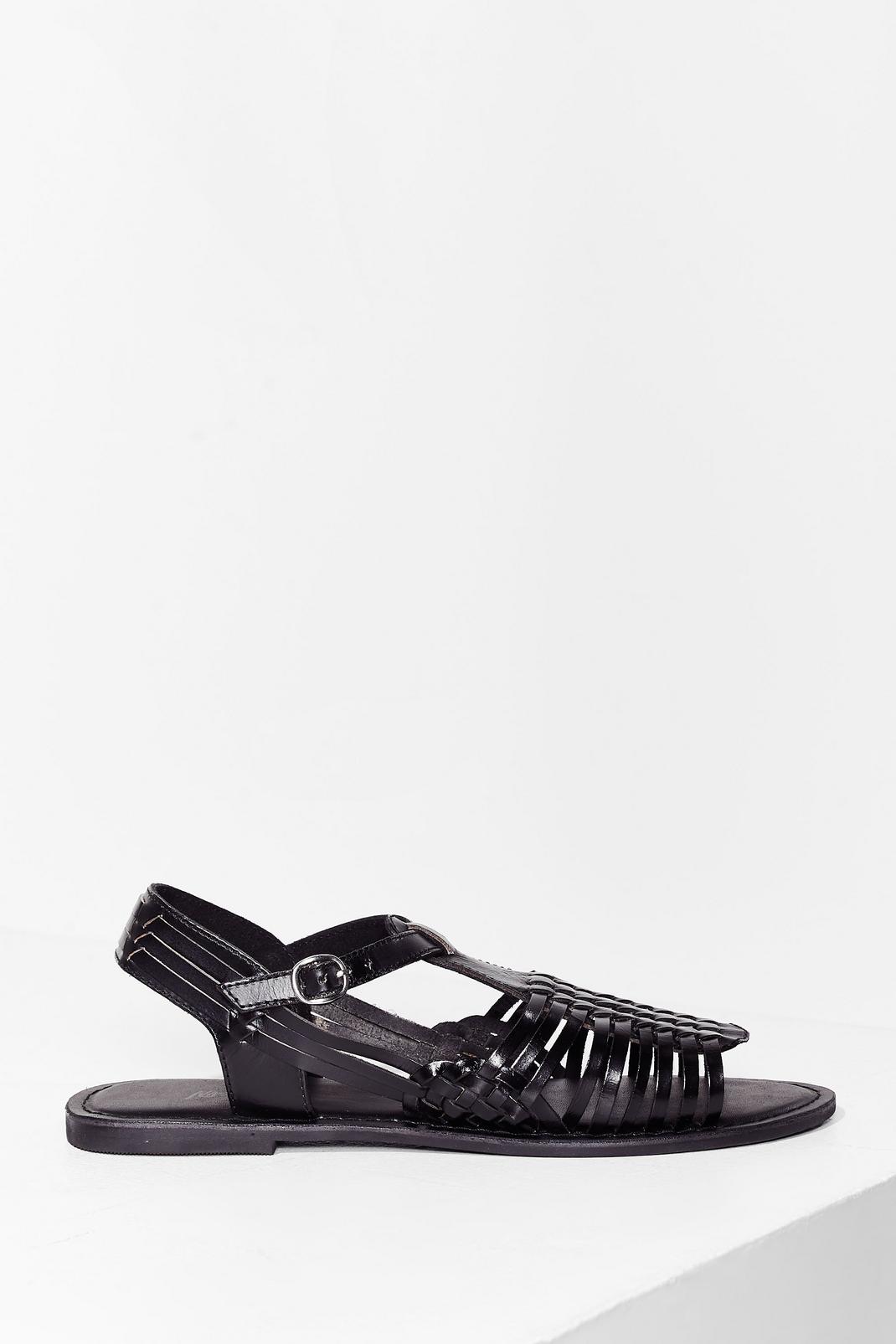 Strappy Together Leather Woven Sandals image number 1