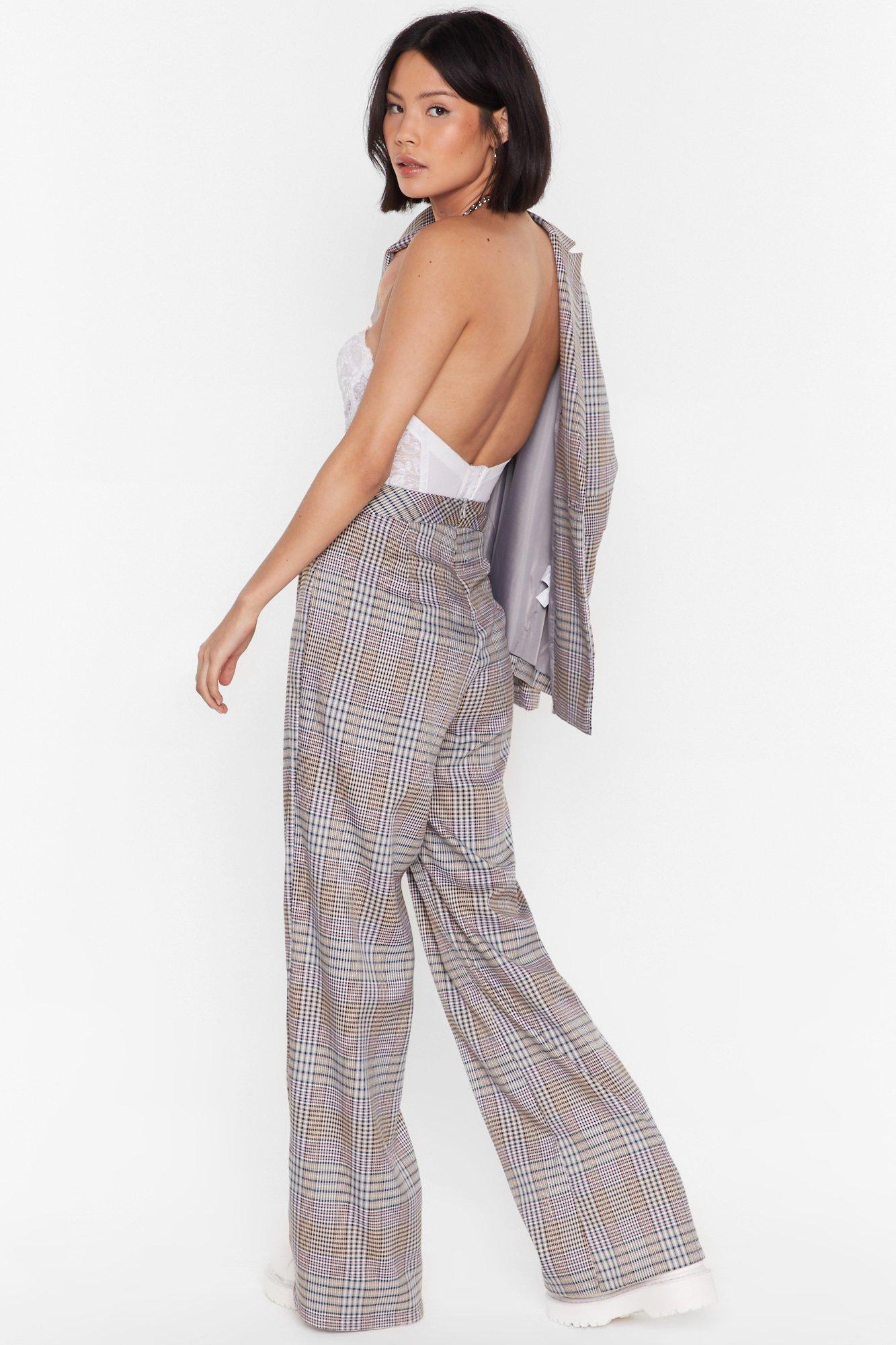 Santander High-Waisted Plaid Pants