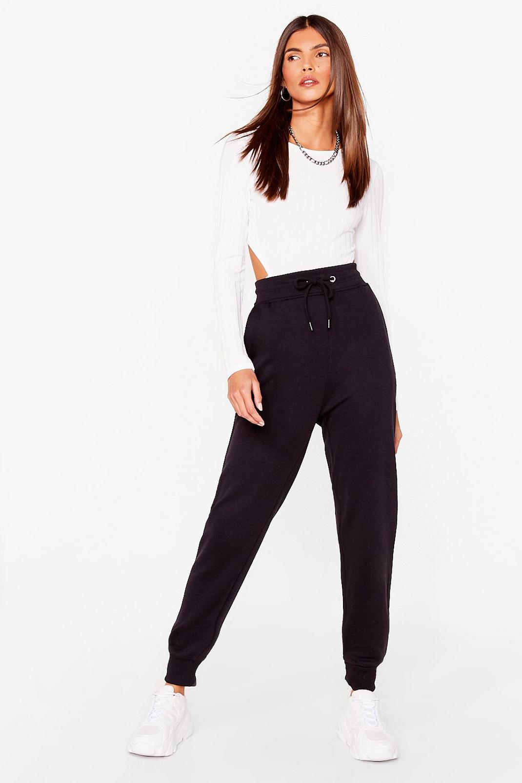 Black Cuffed Oversized High Waisted Joggers image number 1