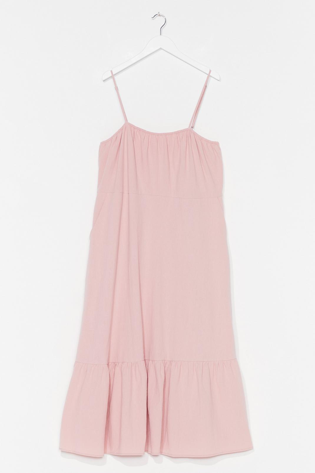Pink Plus Strappy Cotton Smock Midi Dress image number 1