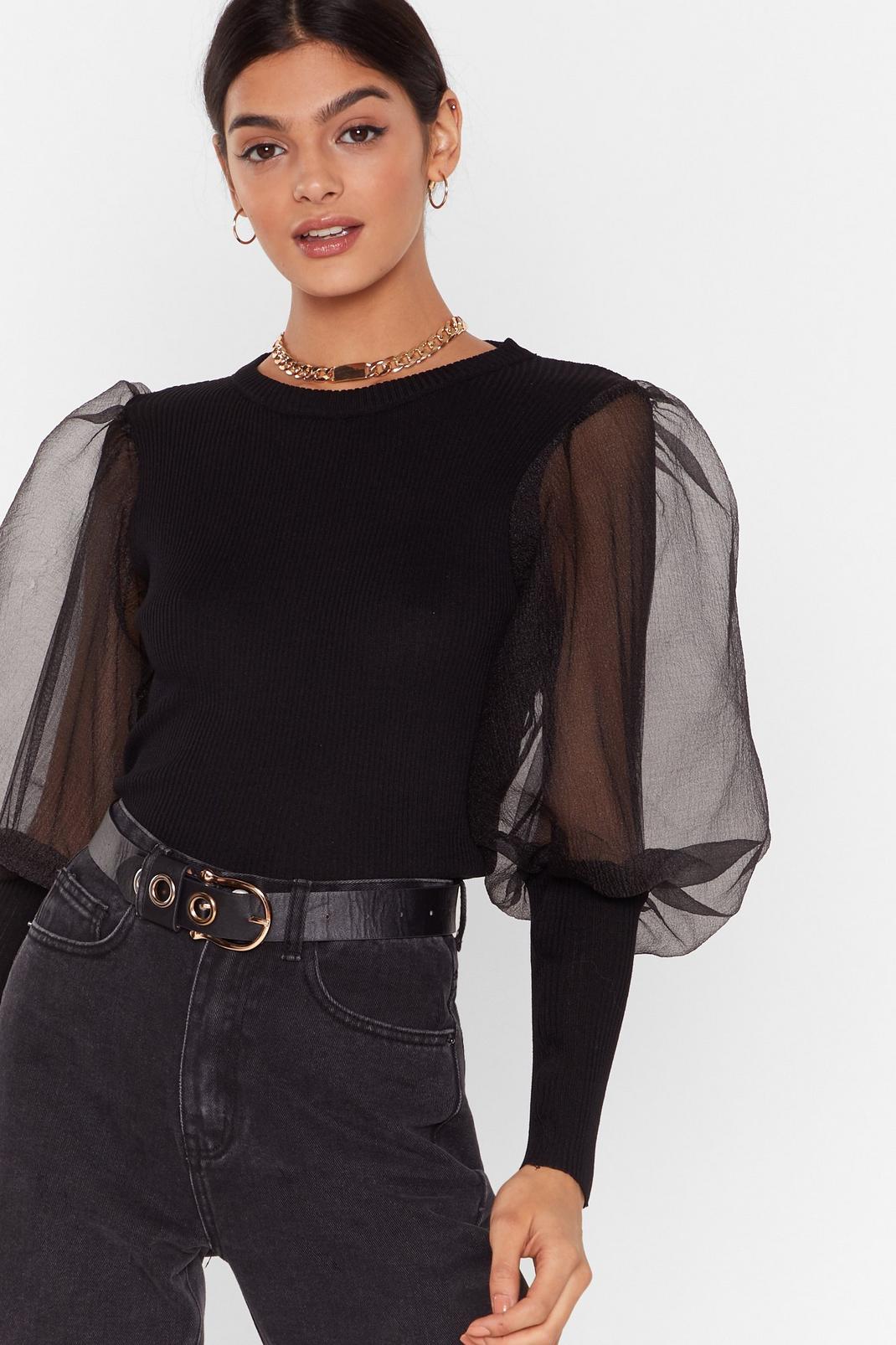 Sheer We Come Organza Puff Sleeve Jumper image number 1