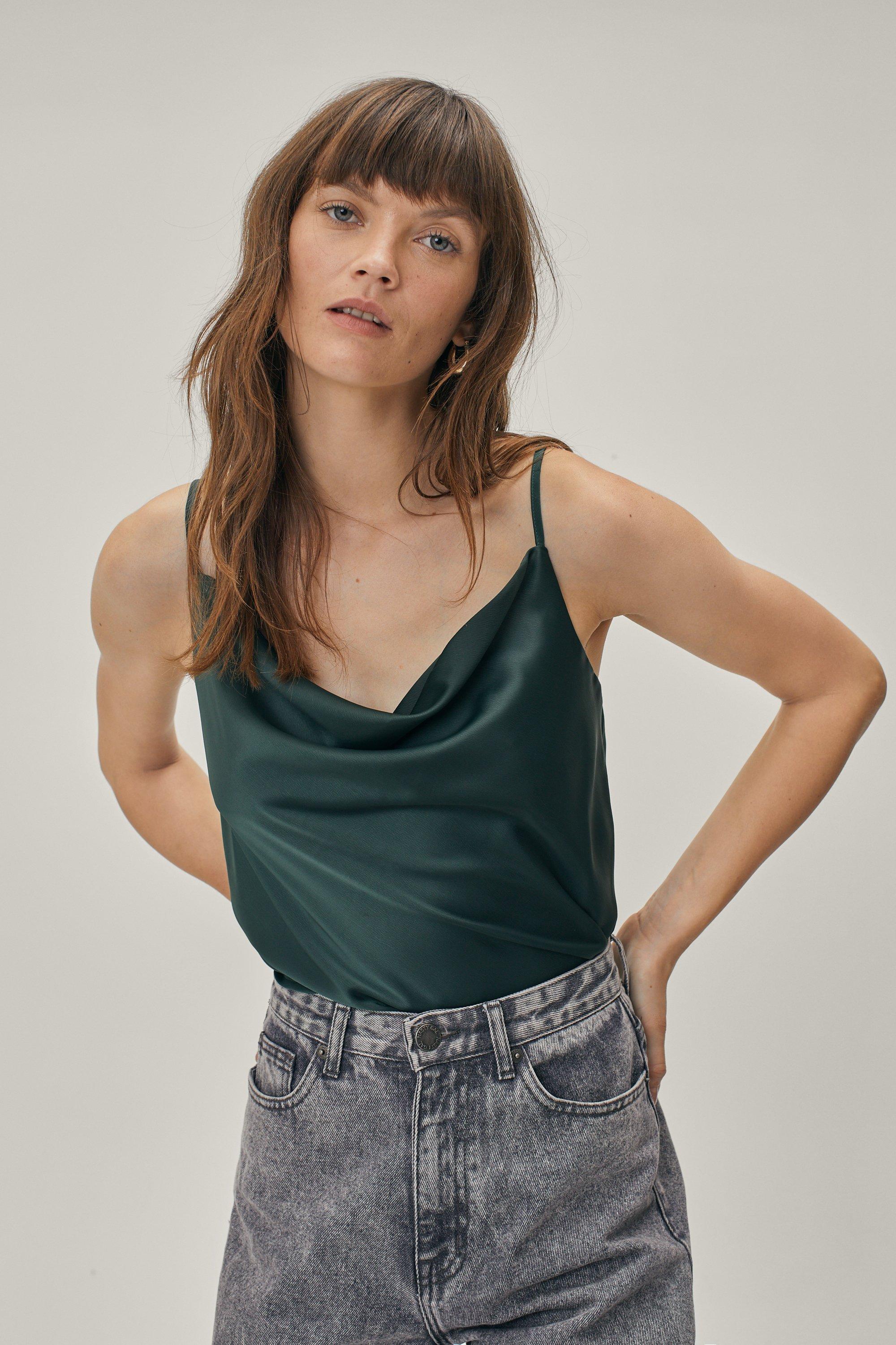 Satin Cowl Neck Cropped Cami Top | Nasty Gal