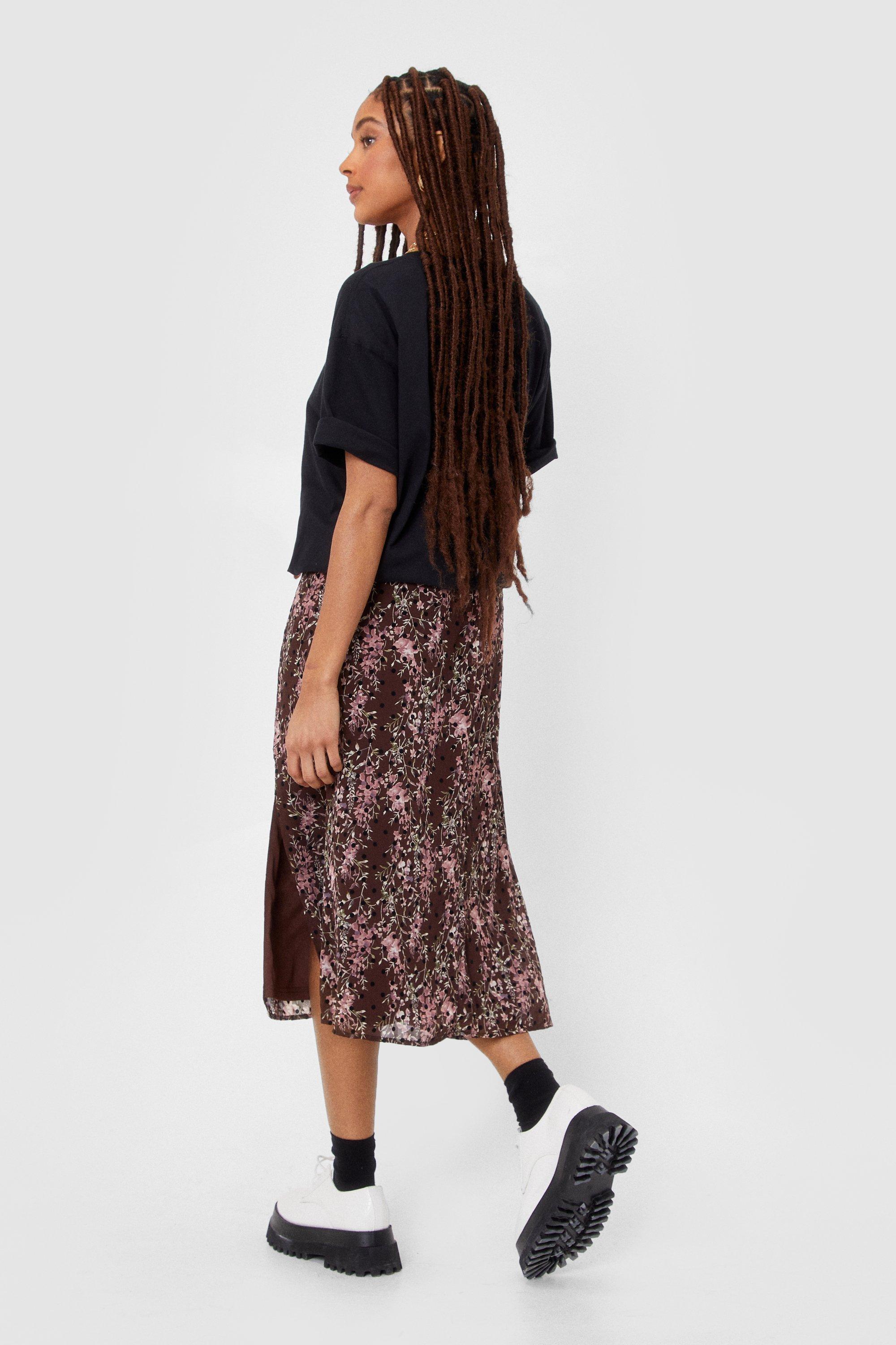 Nasty gal clearance floral midi skirt