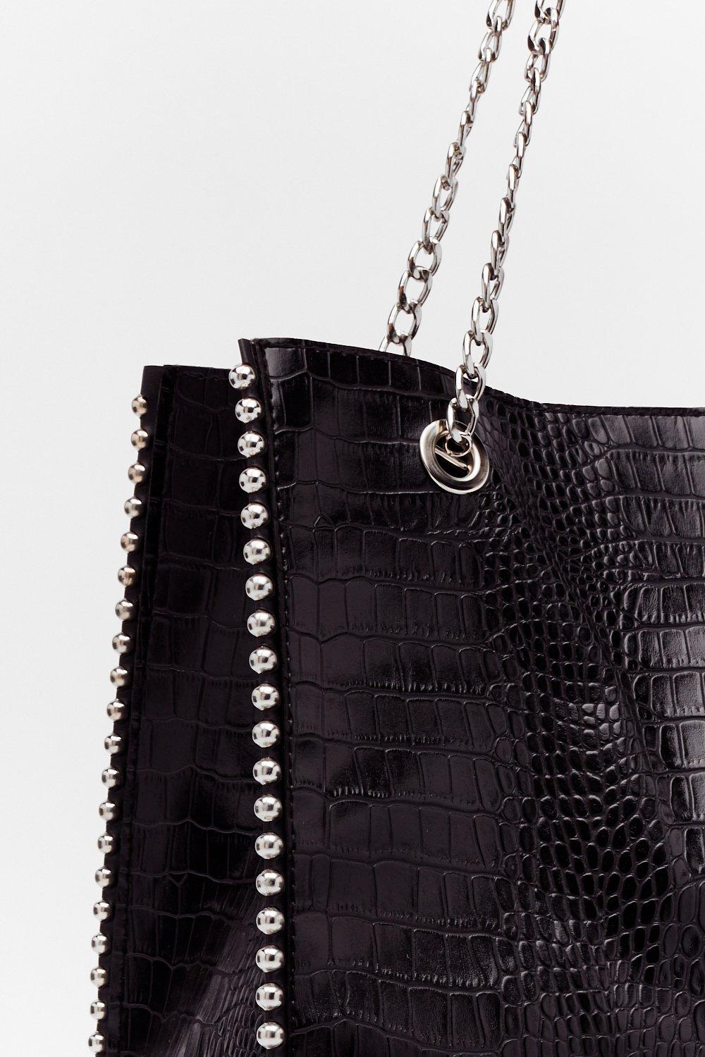 Sac cabas effet croco noir hot sale