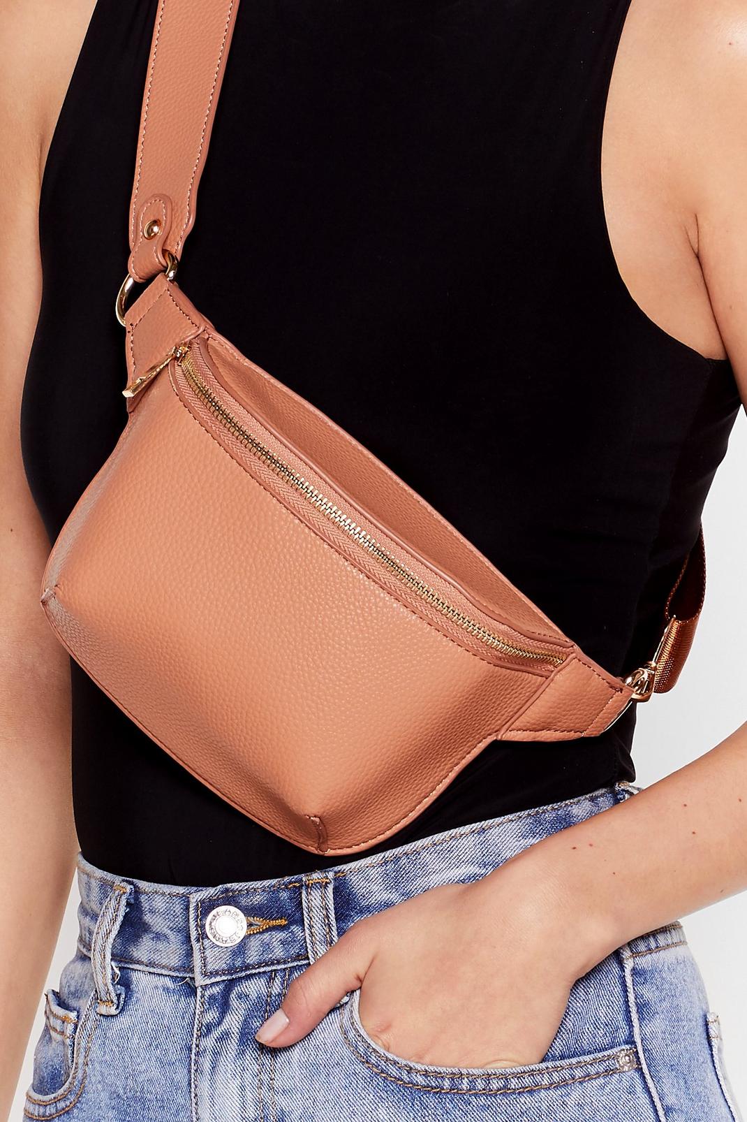 Nude Zip Front Faux Leather Bum Bag image number 1