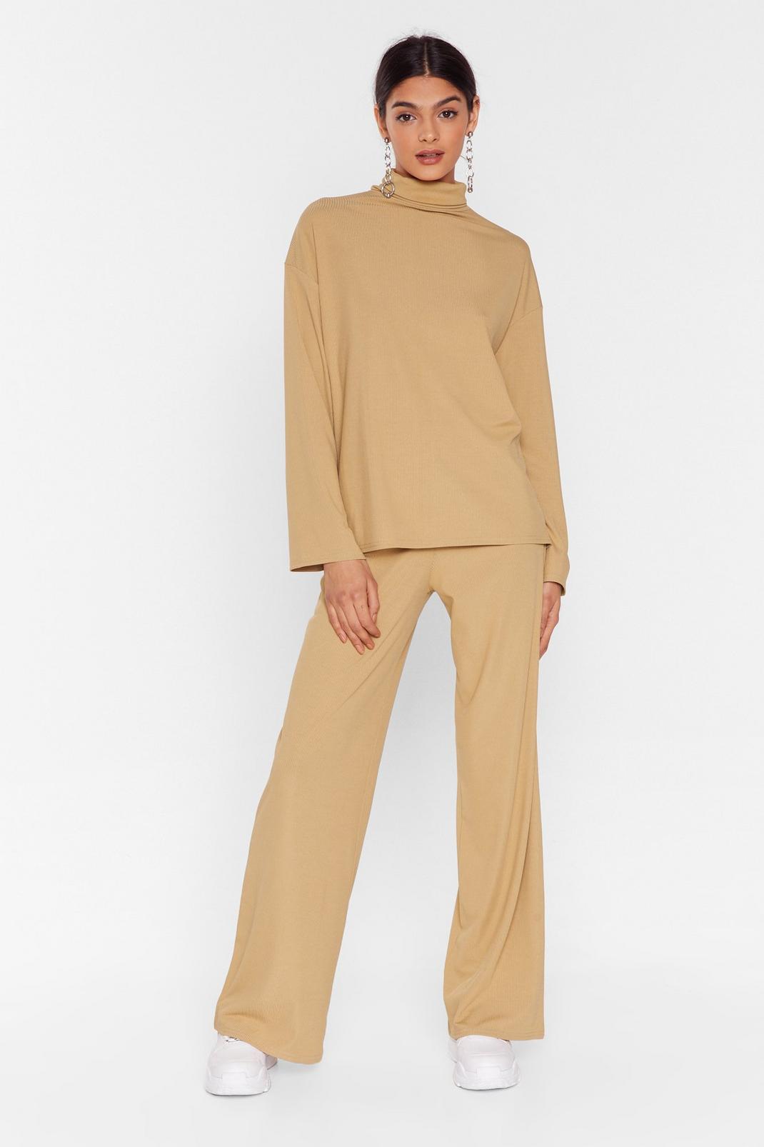 Camel One Heck of a Night Top and Wide-Leg Trousers Set image number 1
