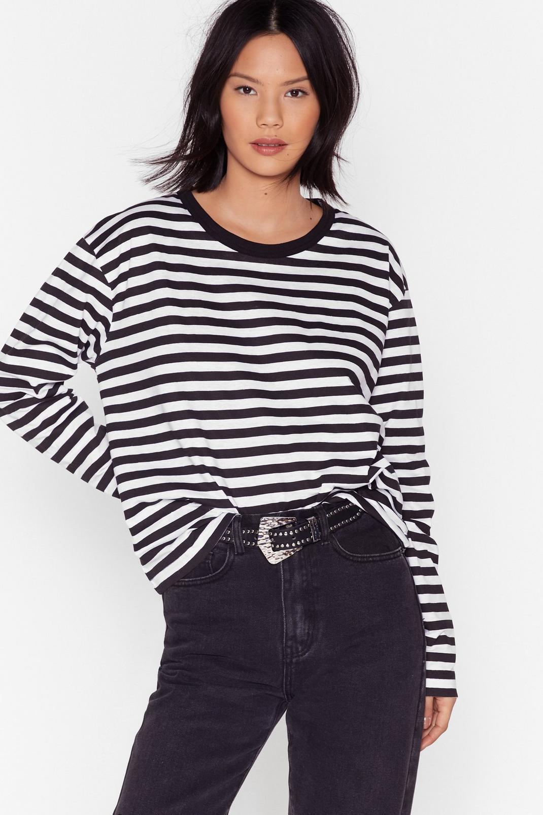 Be Stripe Back Relaxed Crew Neck Tee image number 1