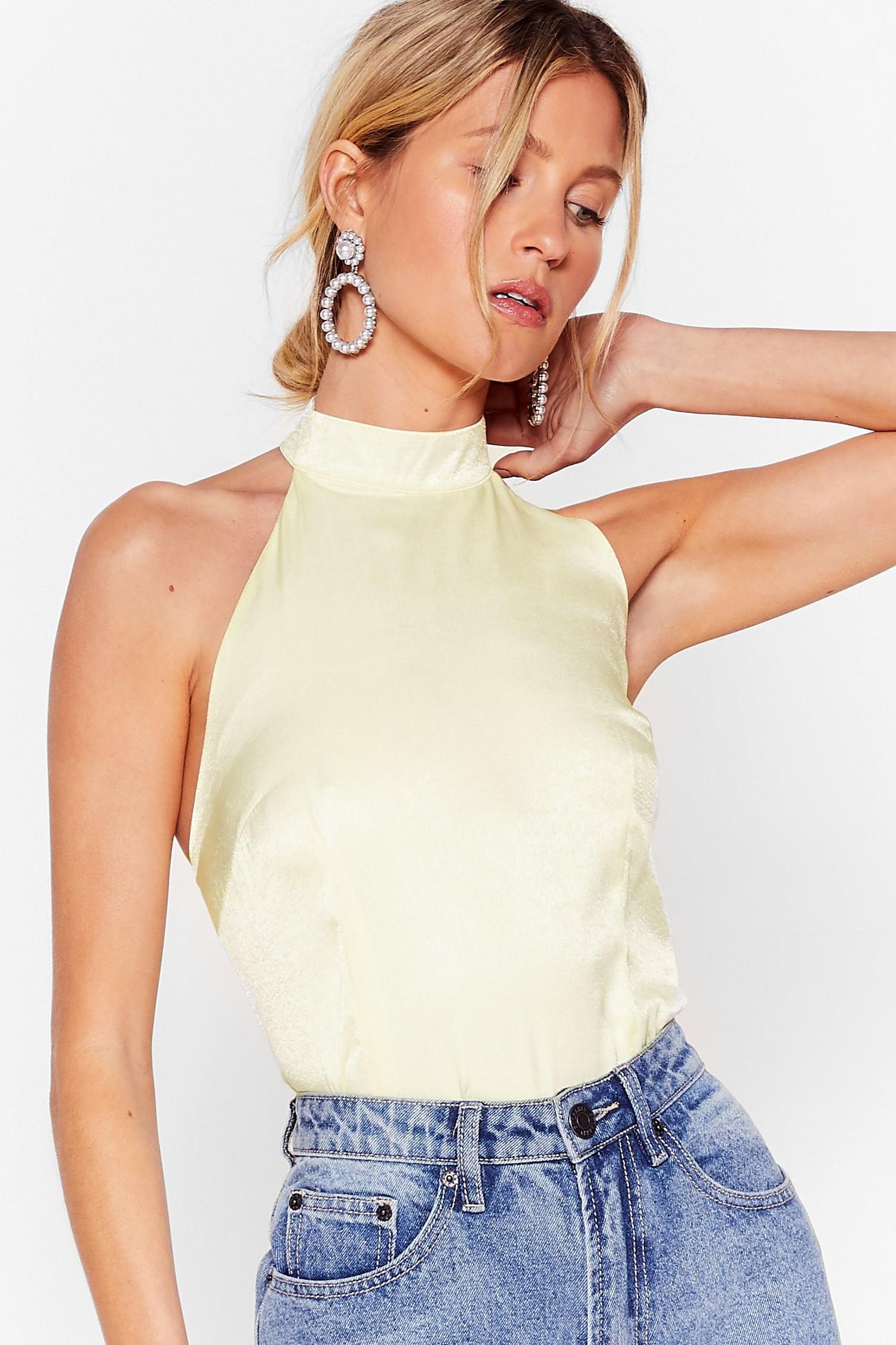 Satin High Neck Halter Top Nasty Gal 1702