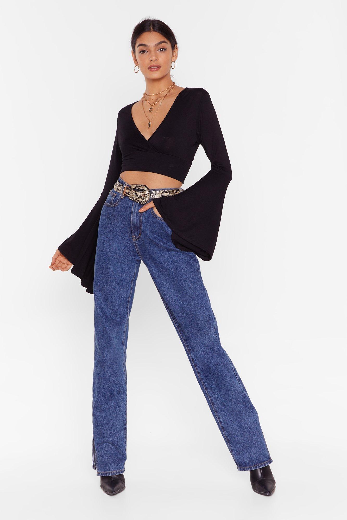 With Added Drama Bell Sleeve Crop Top
