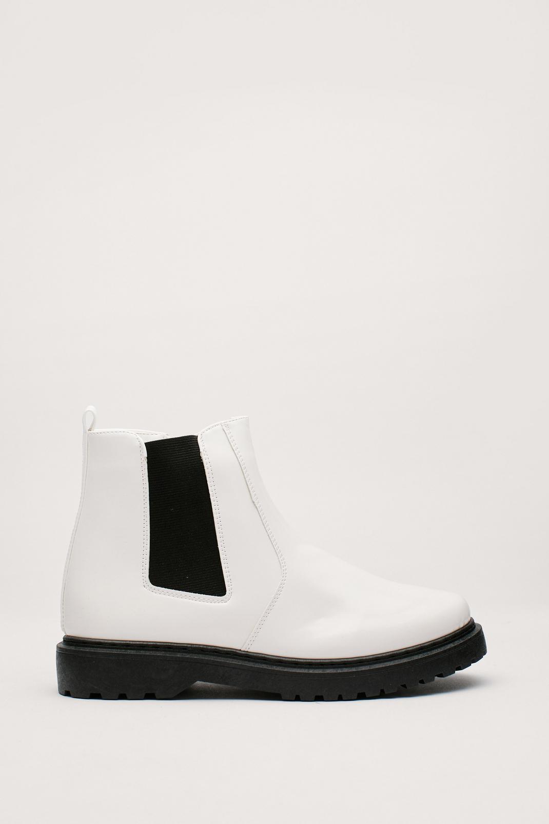 White Best Foot Forward Faux Leather Chelsea Boots image number 1