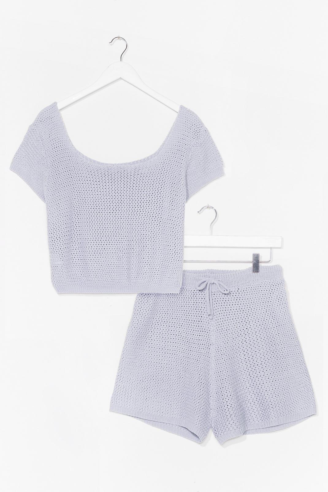 Powder blue Knit's Up to You Top and Shorts Lounge Set image number 1
