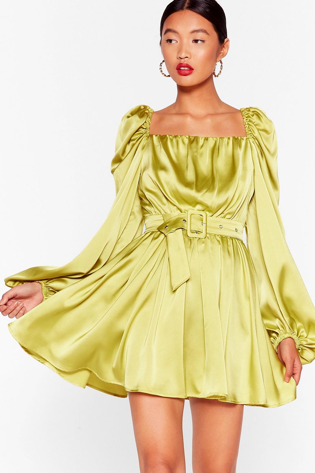 Sleeve Me Out of It Satin Belted Dress | Nasty Gal