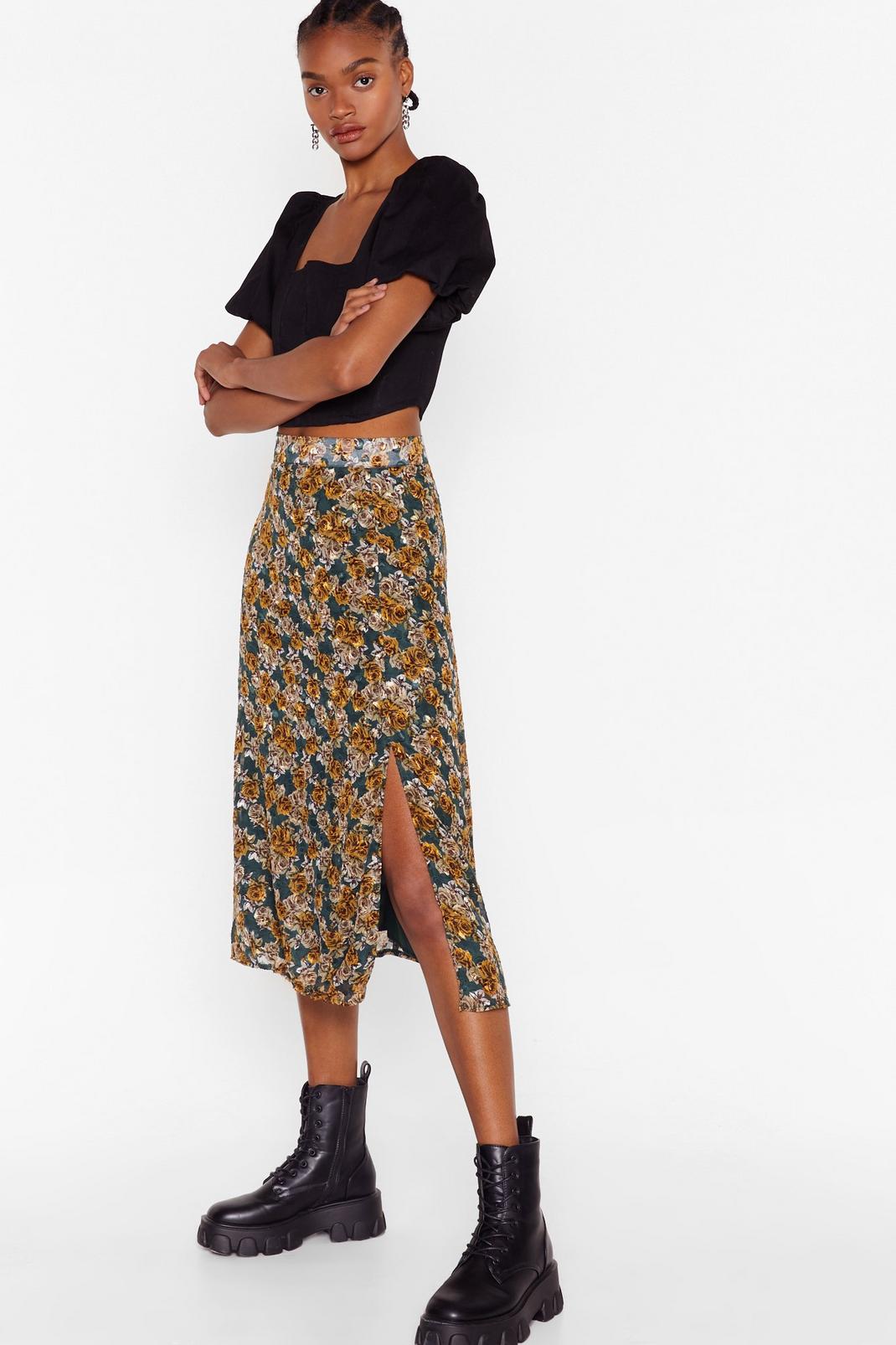 Jacquard Split Leg Midi Skirt in Chiffon image number 1