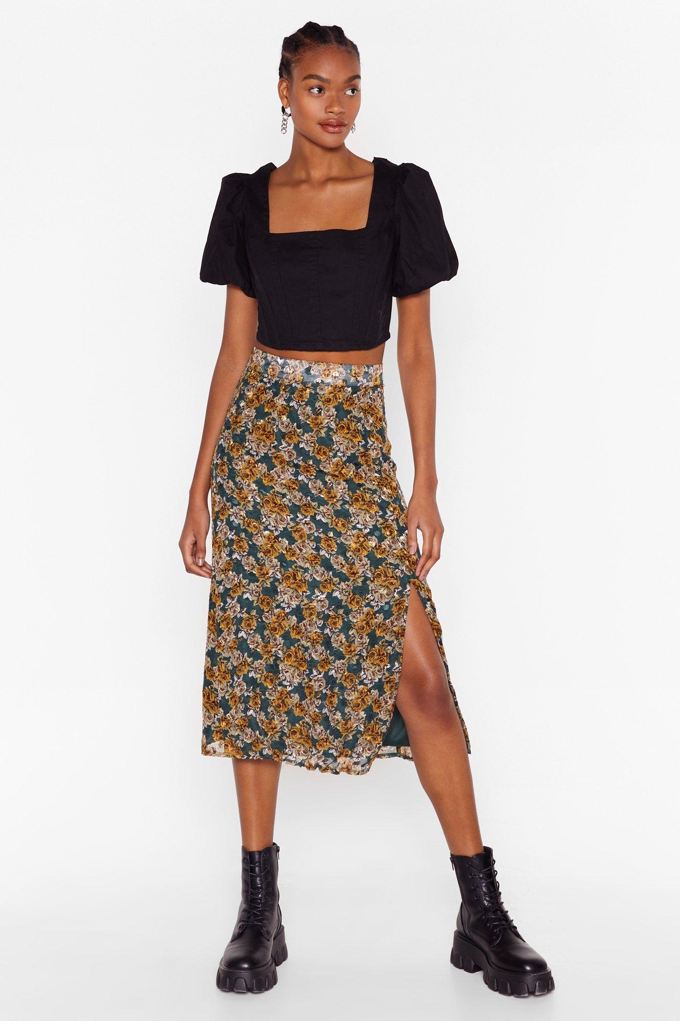 Jupe discount midi fleurs