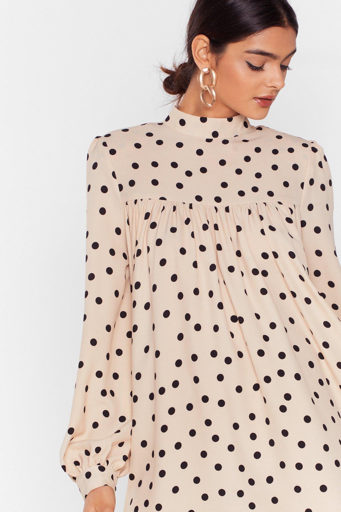 Polka dot high outlet neck dress