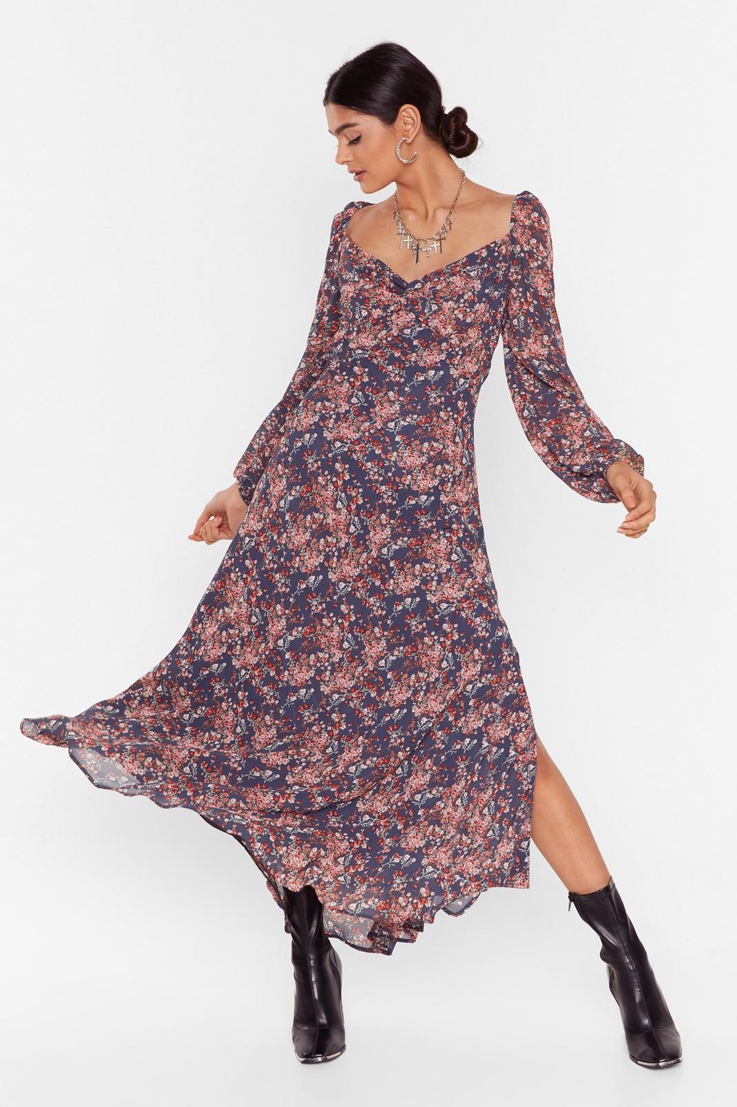 Plant Be Late Floral Midi Dress image number 1