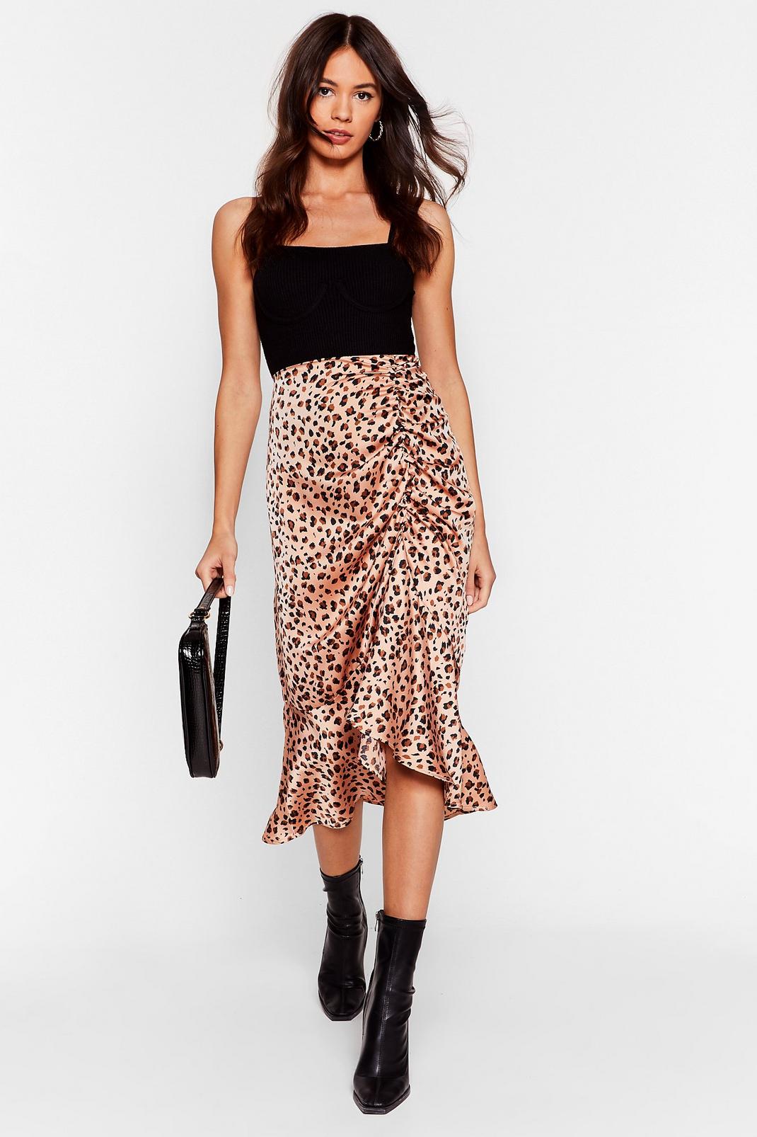 Meow Does She Do It Leopard Midi Skirt image number 1
