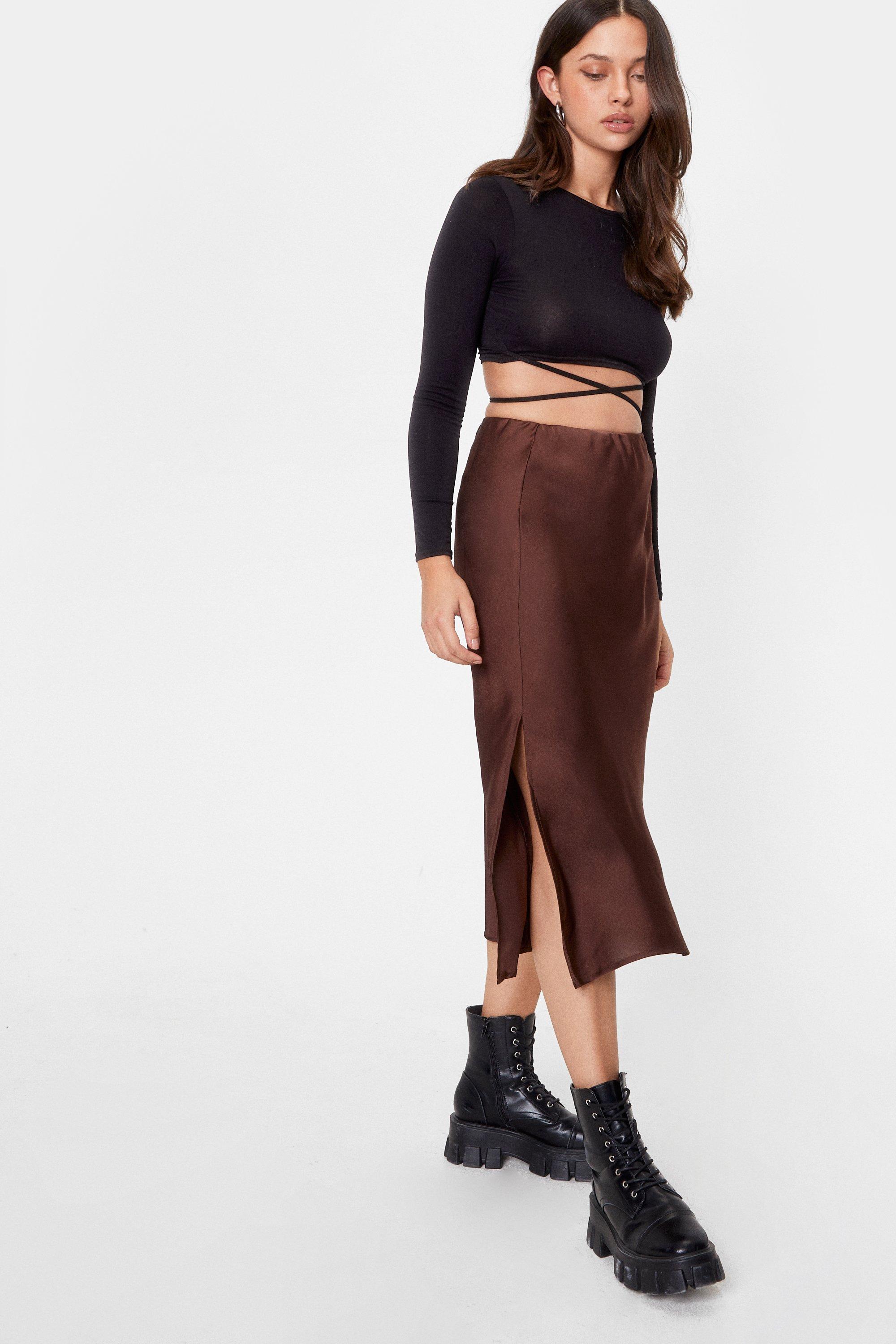 split thigh midi skirt