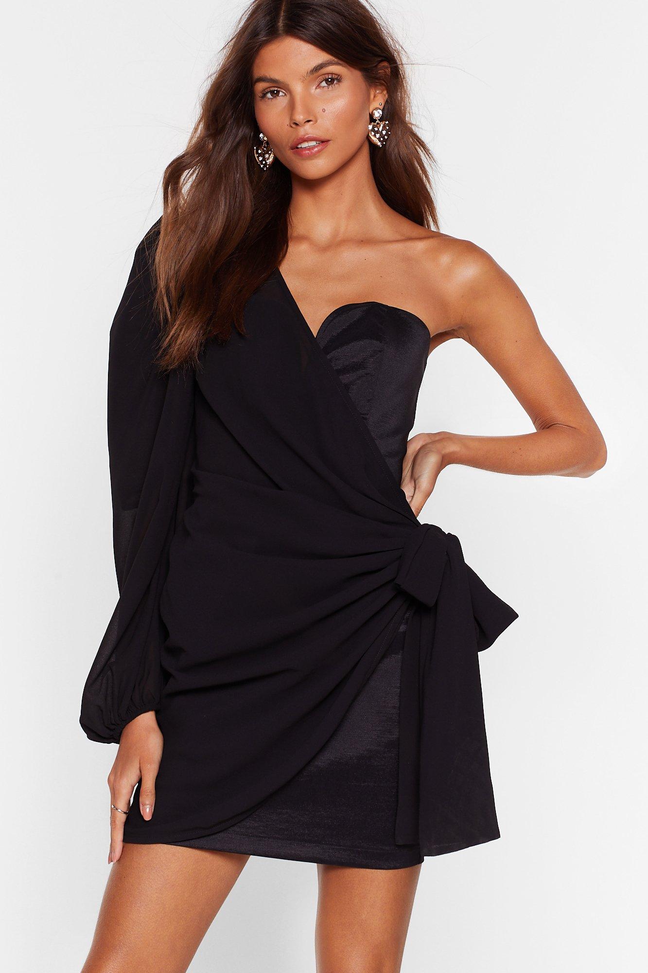 One Shoulder Chiffon Short Dress