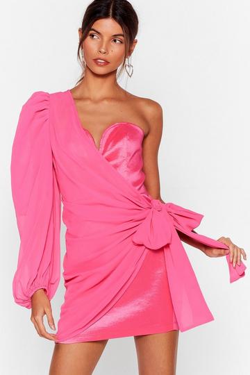 One Night Only Puff Sleeve Mini Dress hot pink