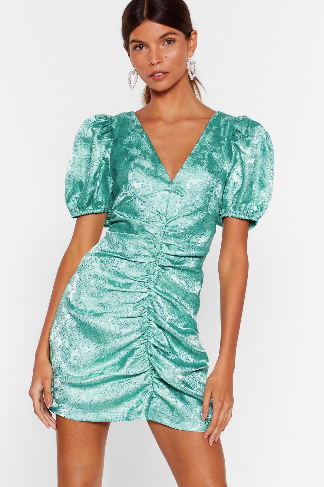 Hey There Hot Puff Satin Jacquard Dress image number 1
