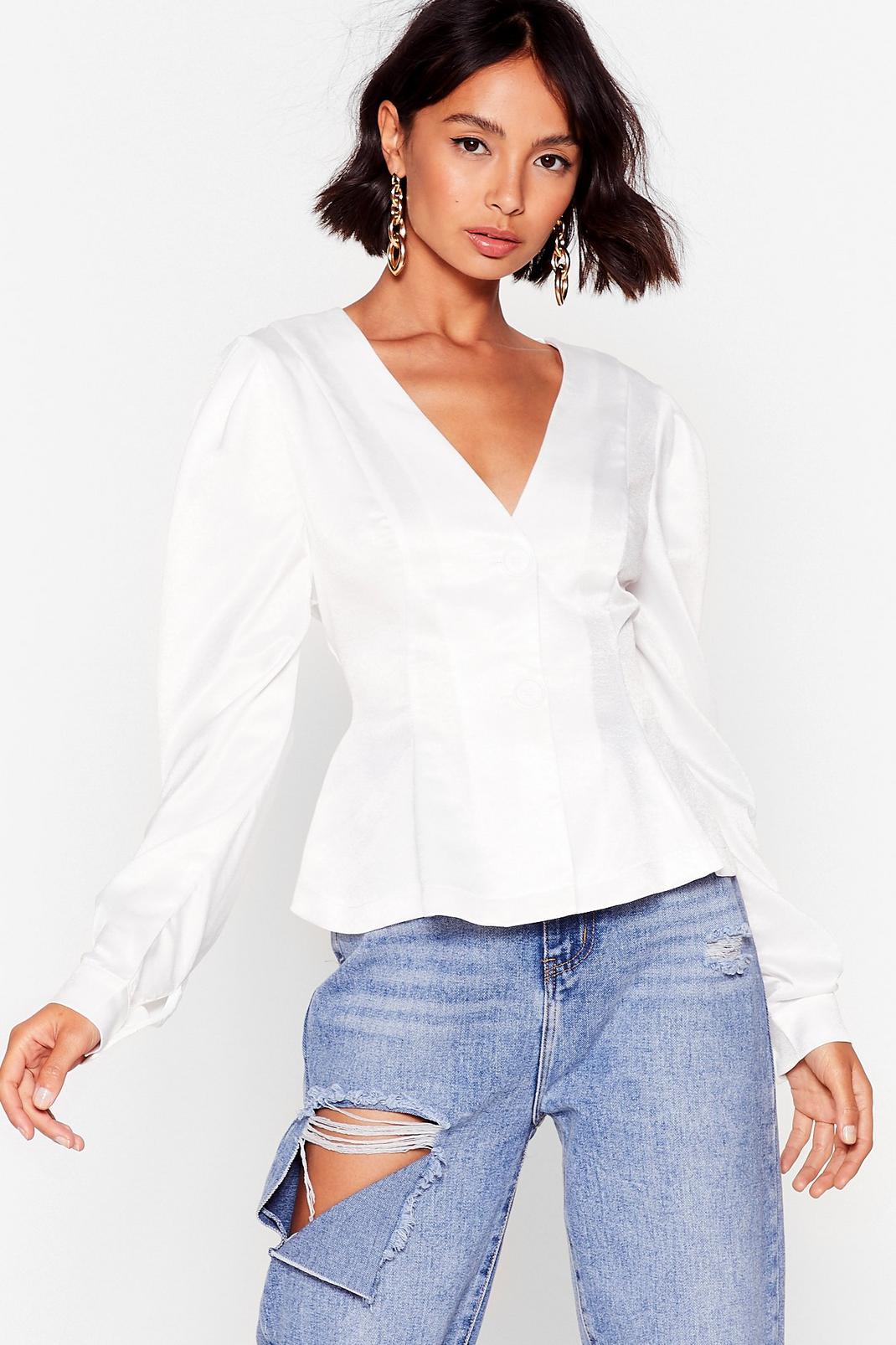 I'll V There for You Puff Sleeve Blouse image number 1