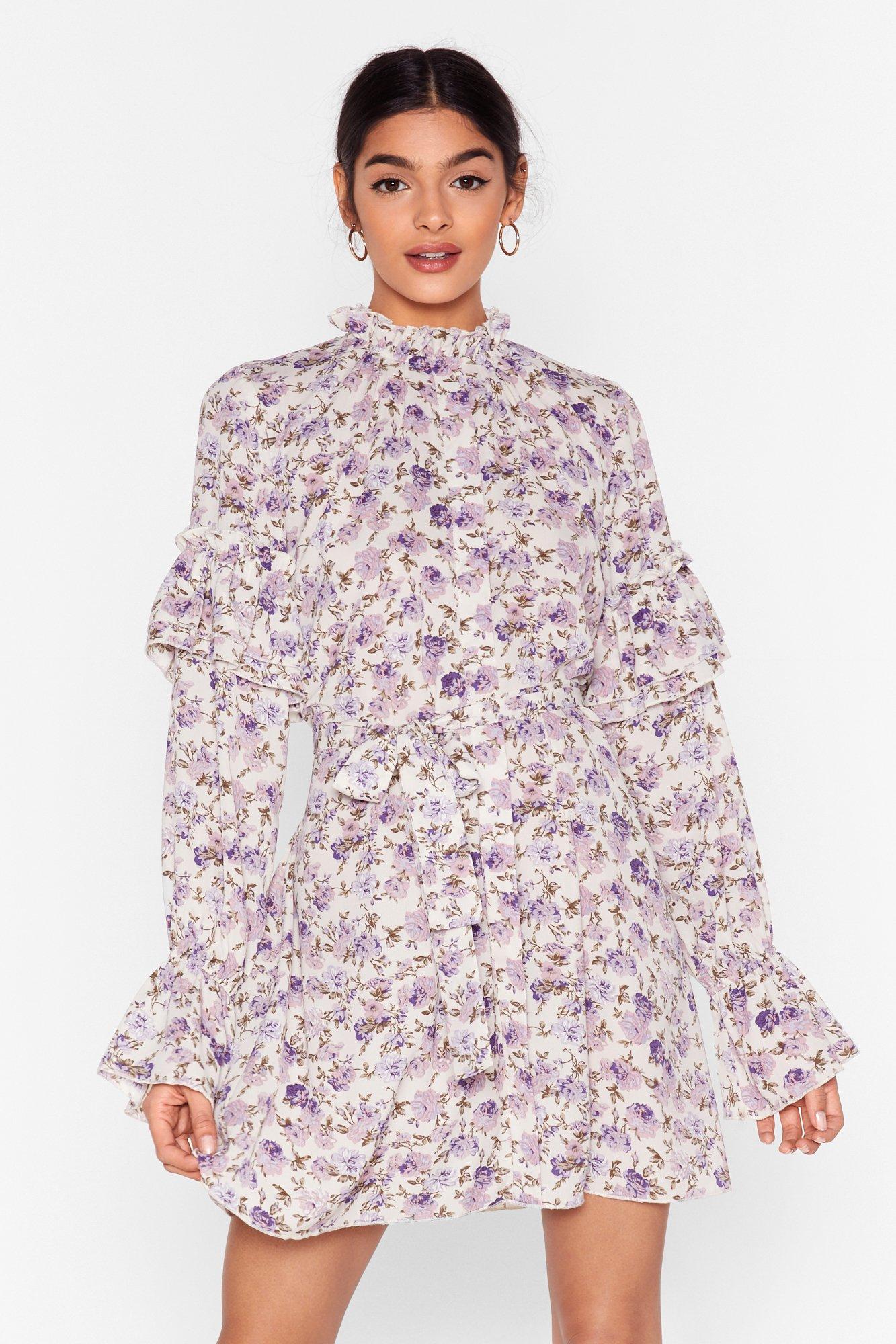 nasty gal purple floral dress