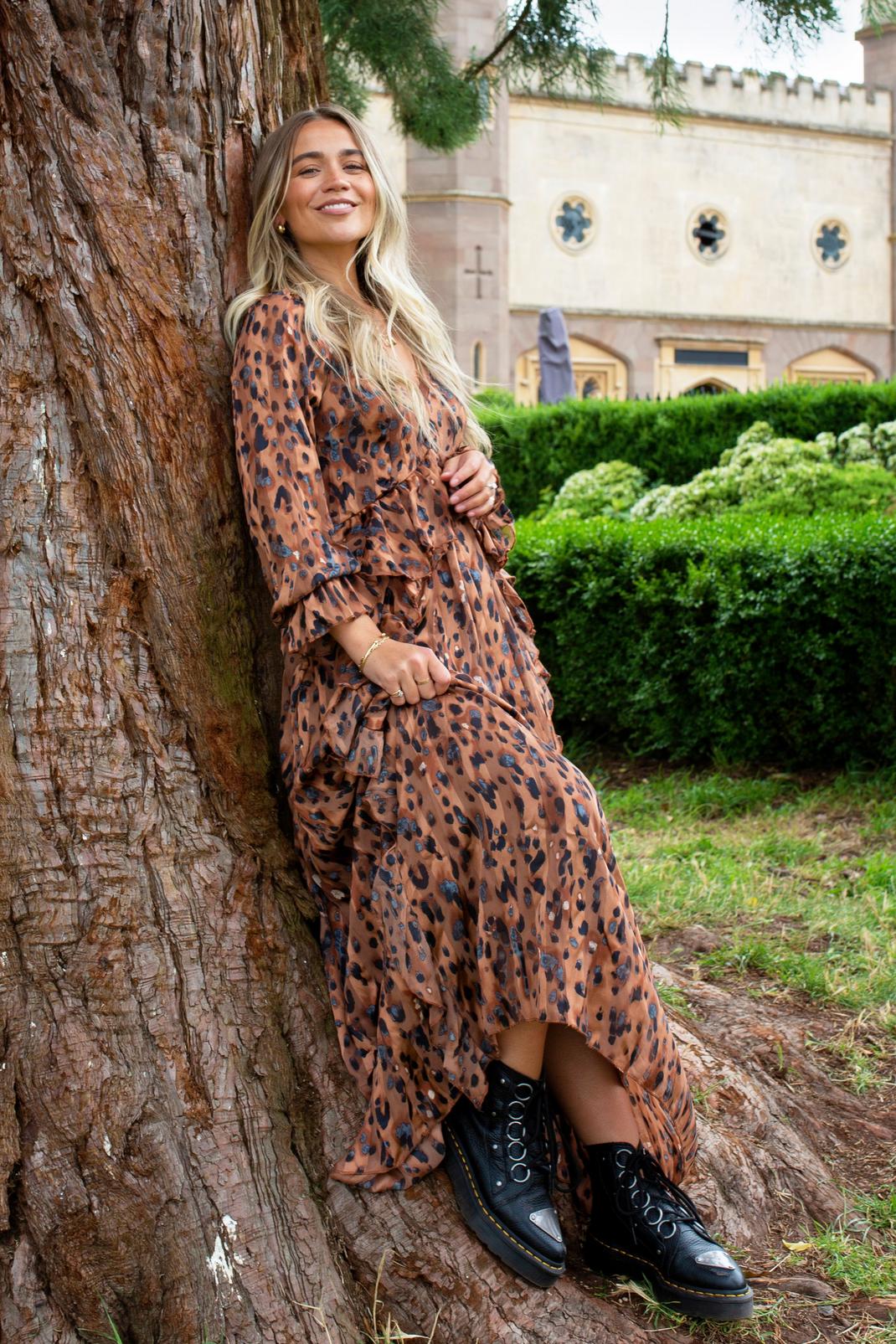Purr-fect for It Leopard Ruffle Maxi Dress image number 1