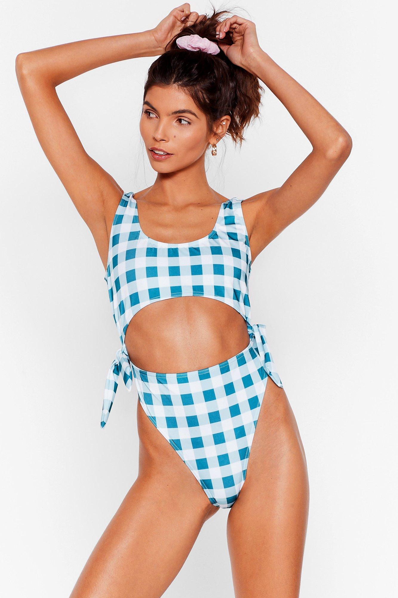 gingham cut out swimsuit