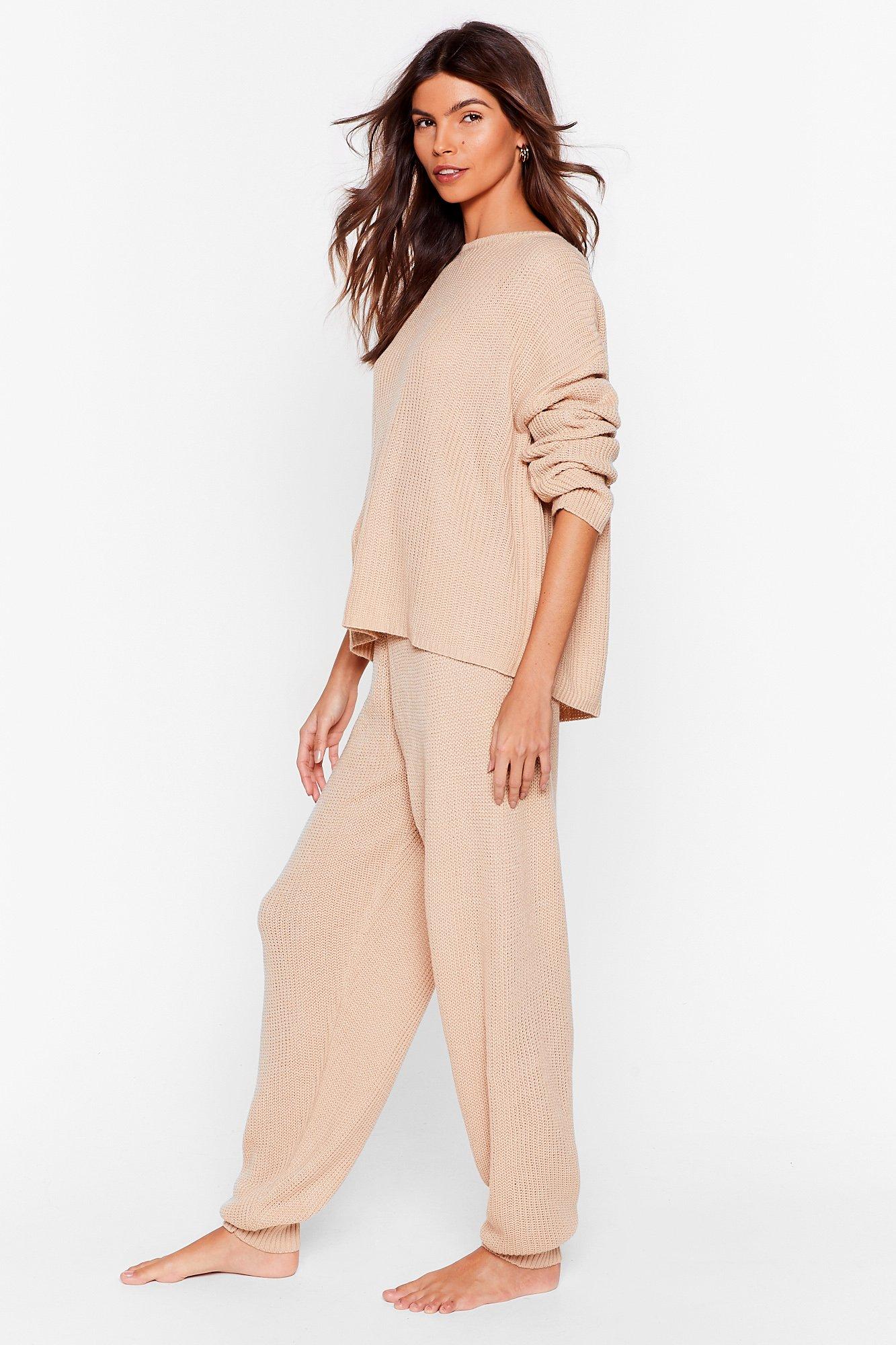 Oatmeal Luxe Rib Knit Pants