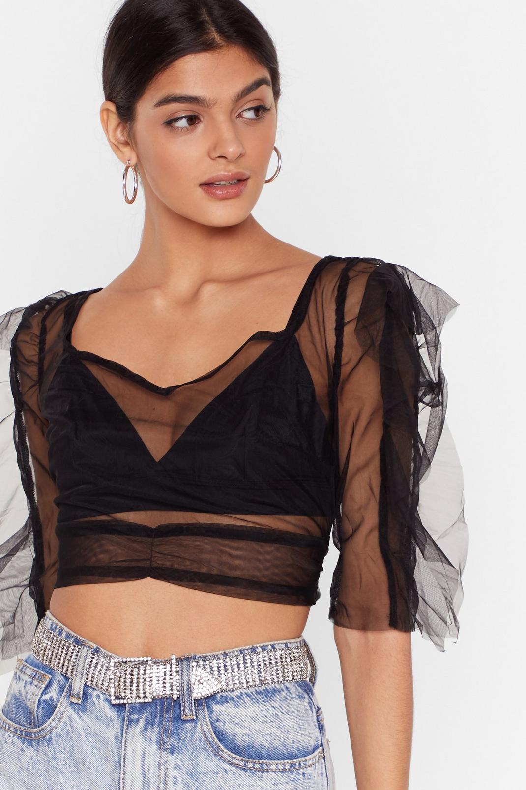 Open All Night Organza Cropped Blouse image number 1