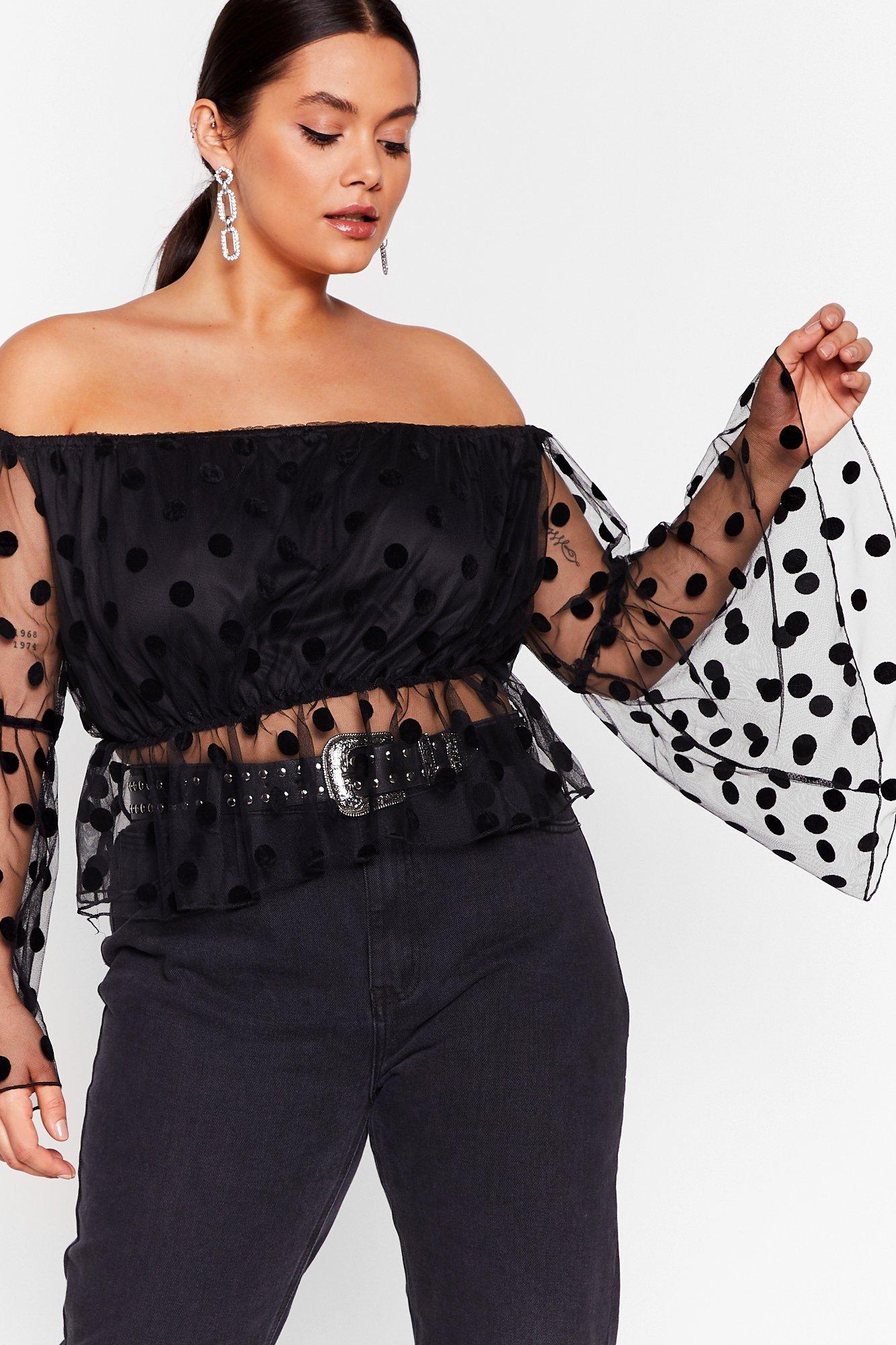 black plus size bardot top