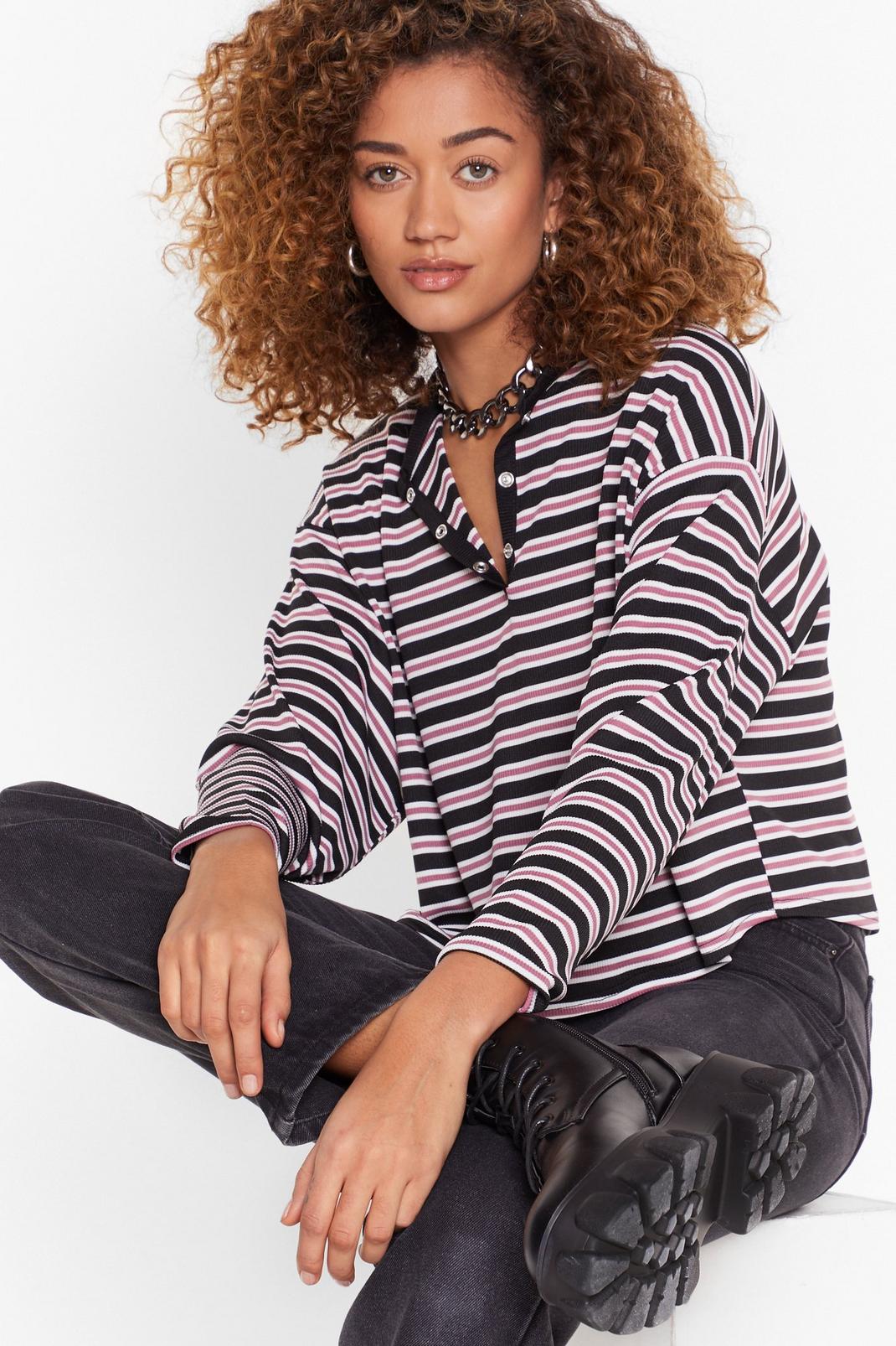 That's All Stripe Button-Down Cropped Top image number 1