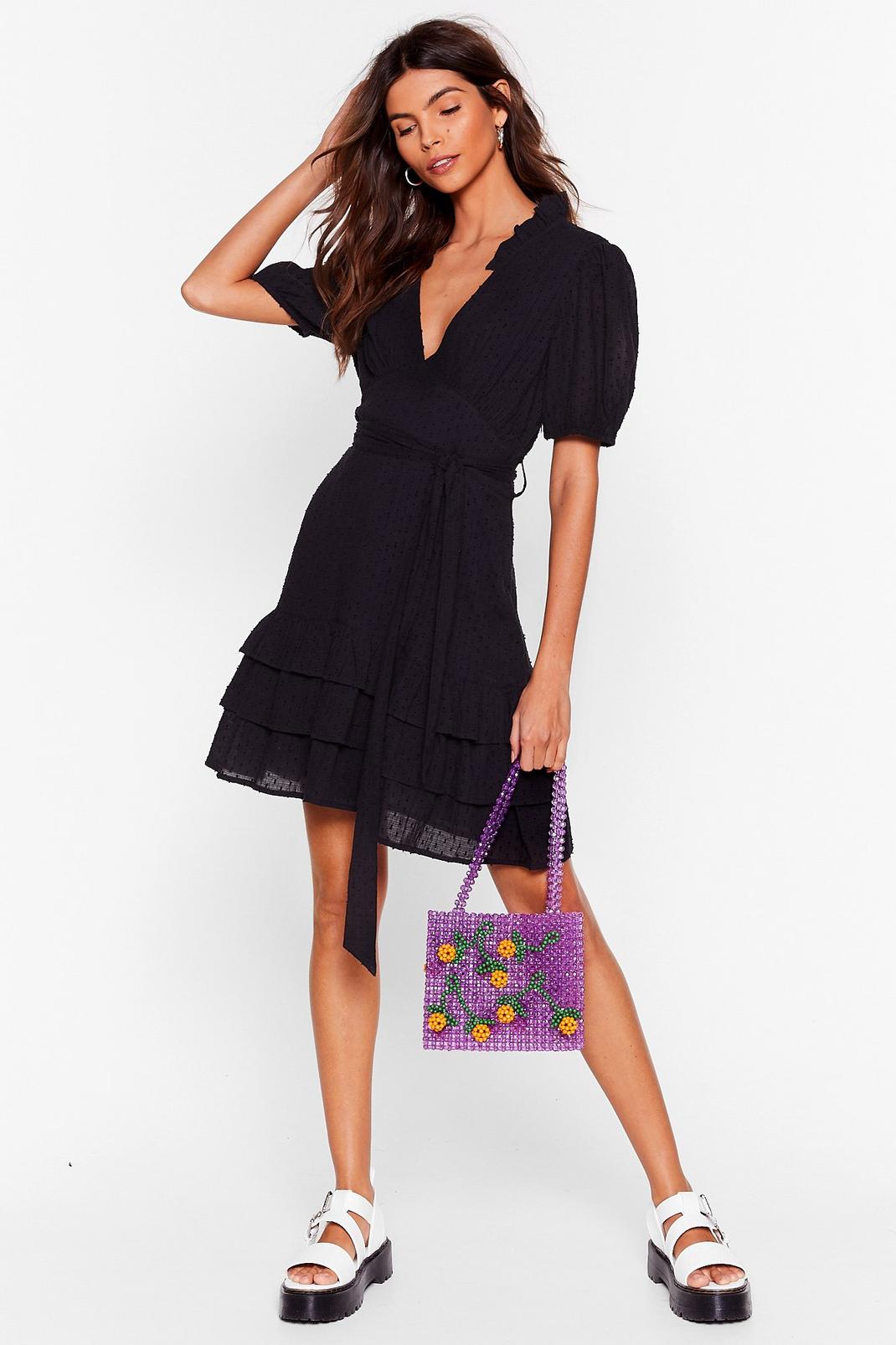 Puff Sleeve Belted Mini Summer Dress image number 1