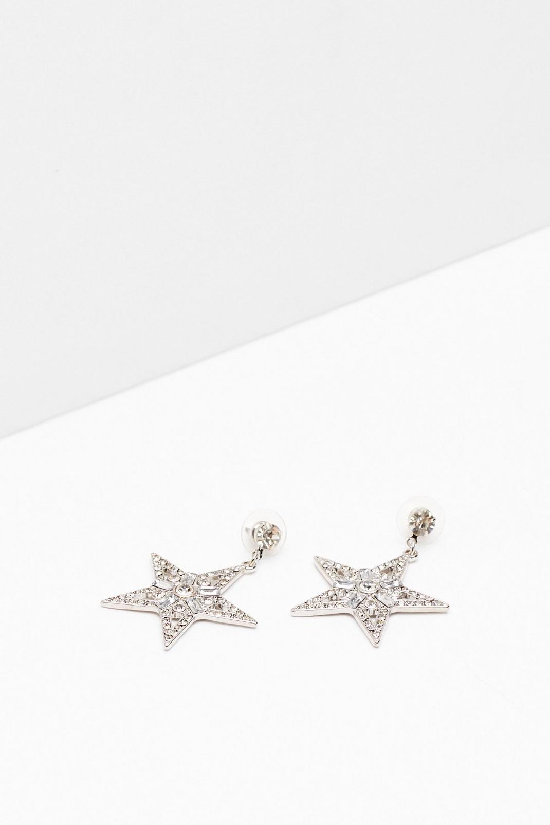 We Say Two Stars Diamante Drop Earrings image number 1