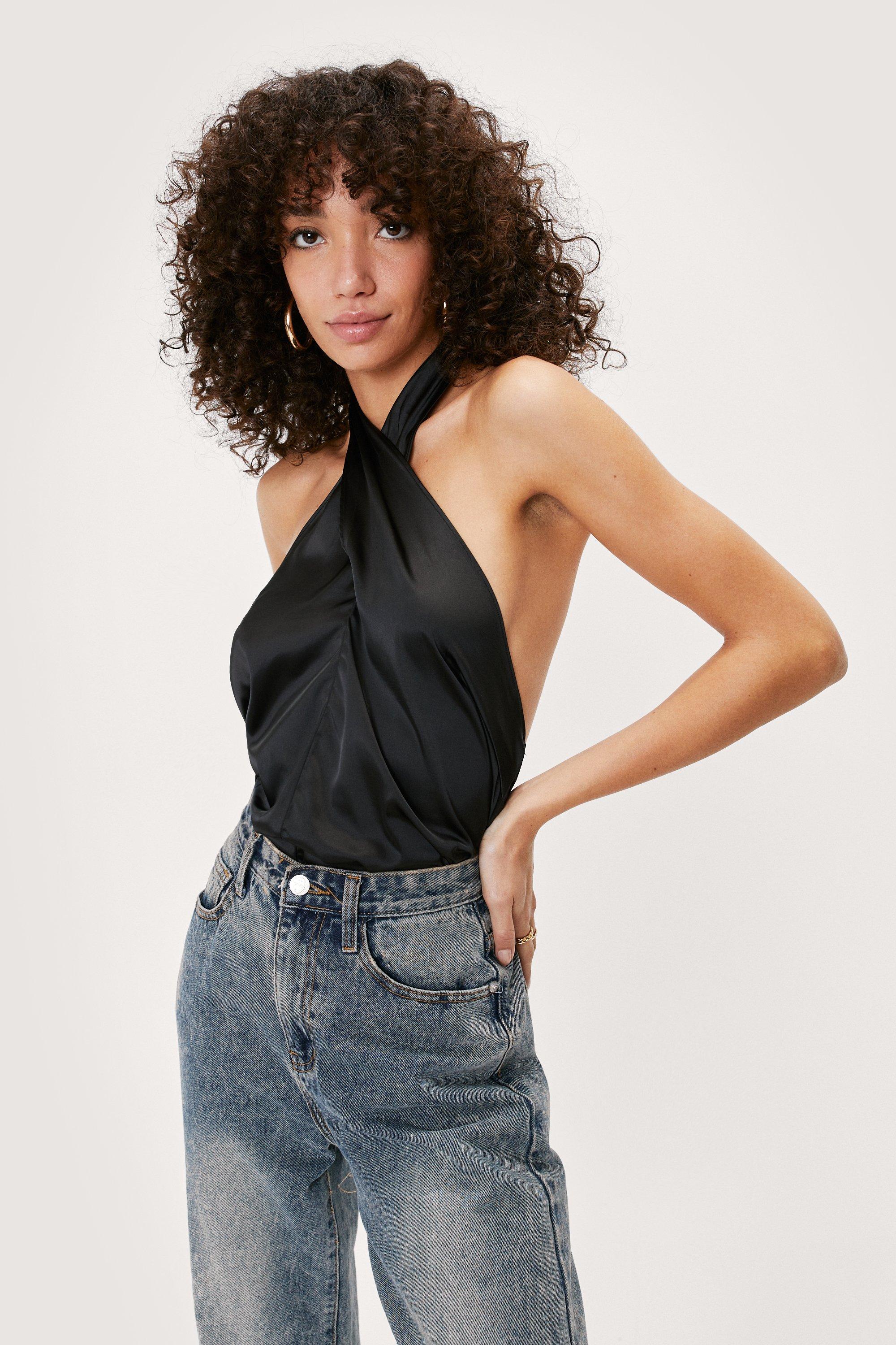 black satin camisole top