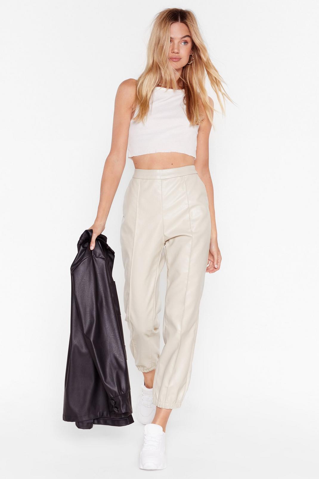 Faux Leather Tell a Sole High-Waisted Jogger Pants image number 1