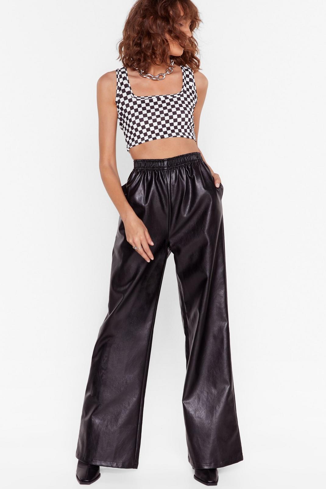 Faux Leather Going Back Wide-Leg Pants image number 1