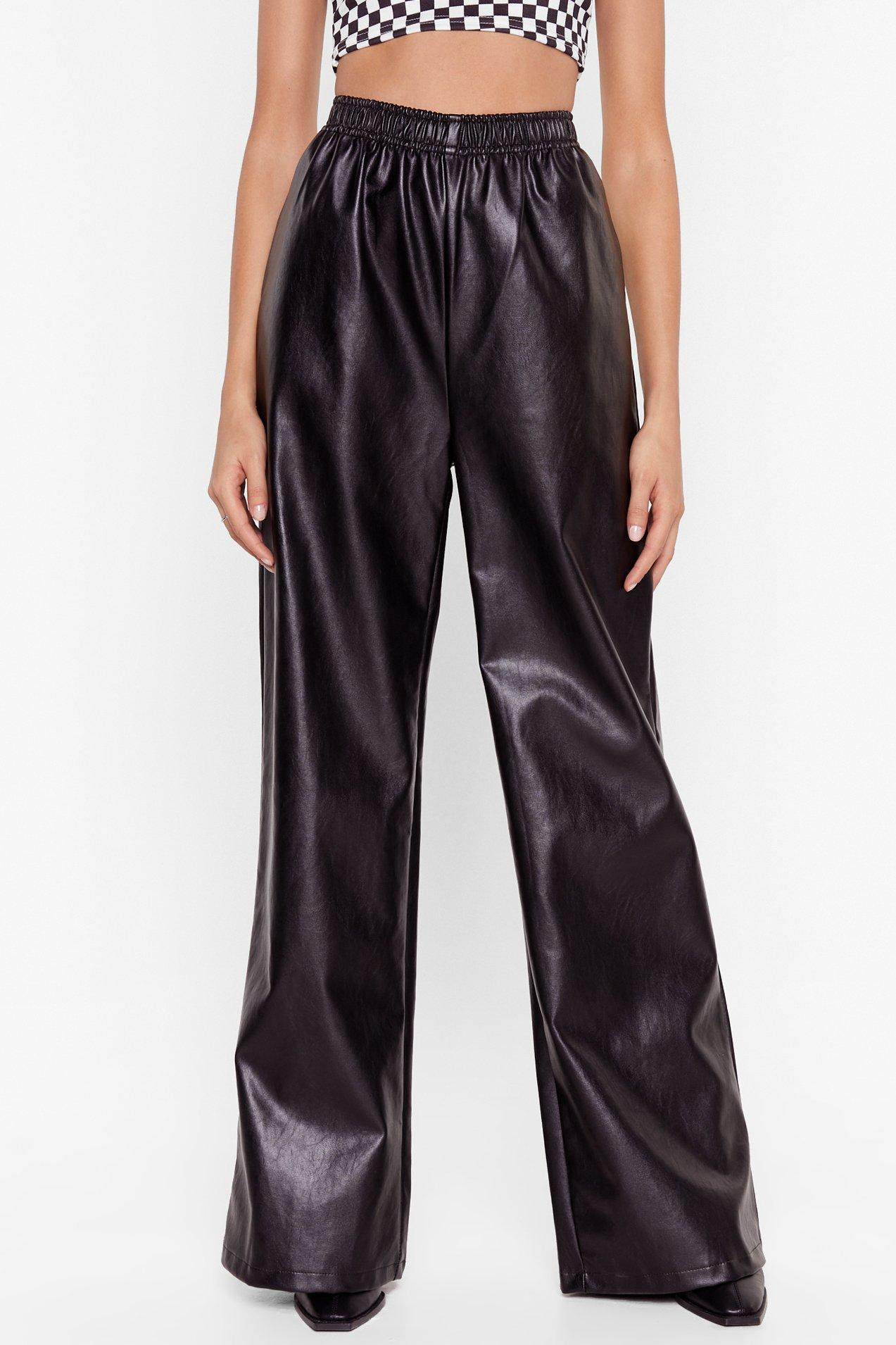 Faux Leather Going Back Wide-Leg Pants